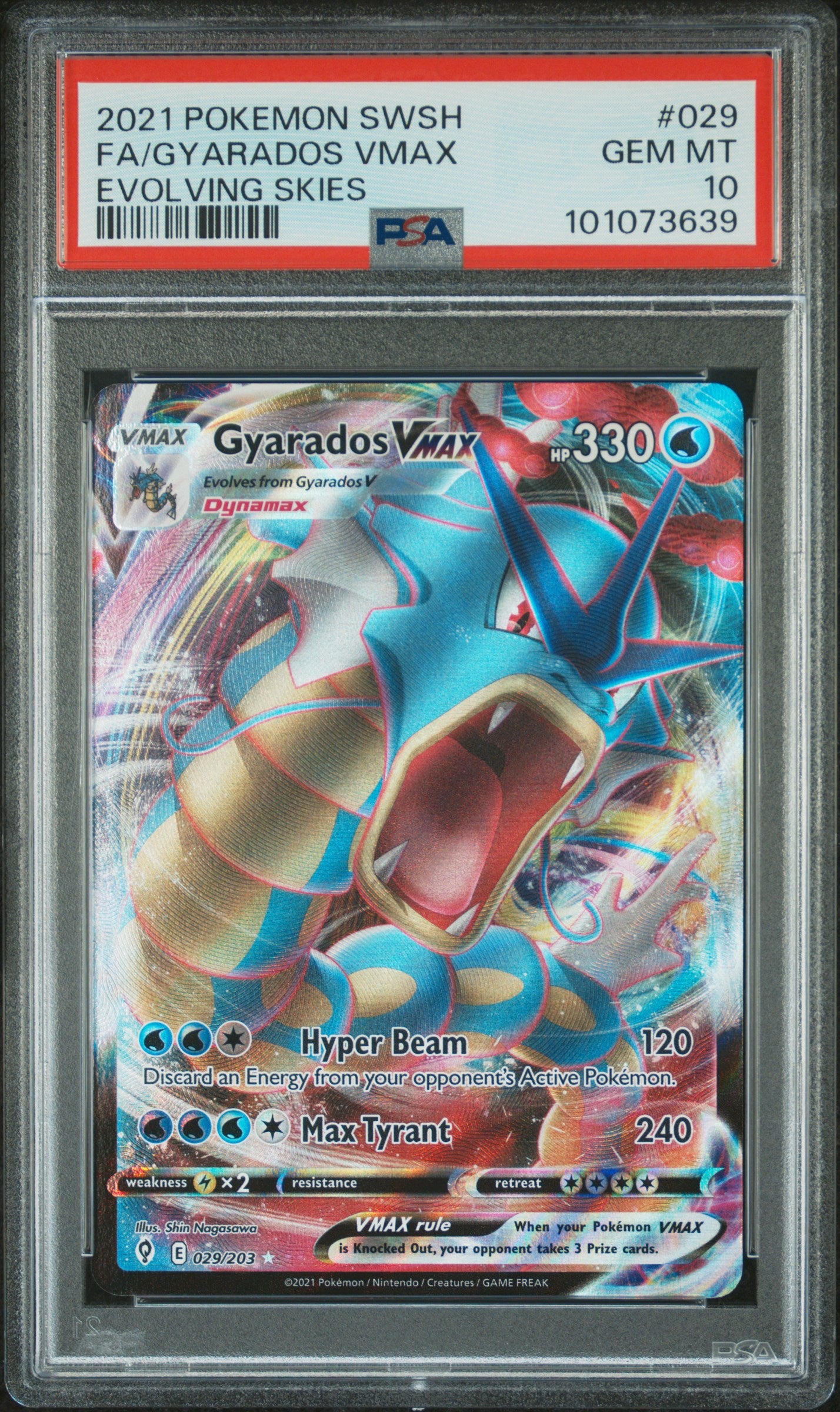 2021 Pokemon Sword & Shield Evolving Skies #029 Fa/Gyarados Vmax  PSA 10