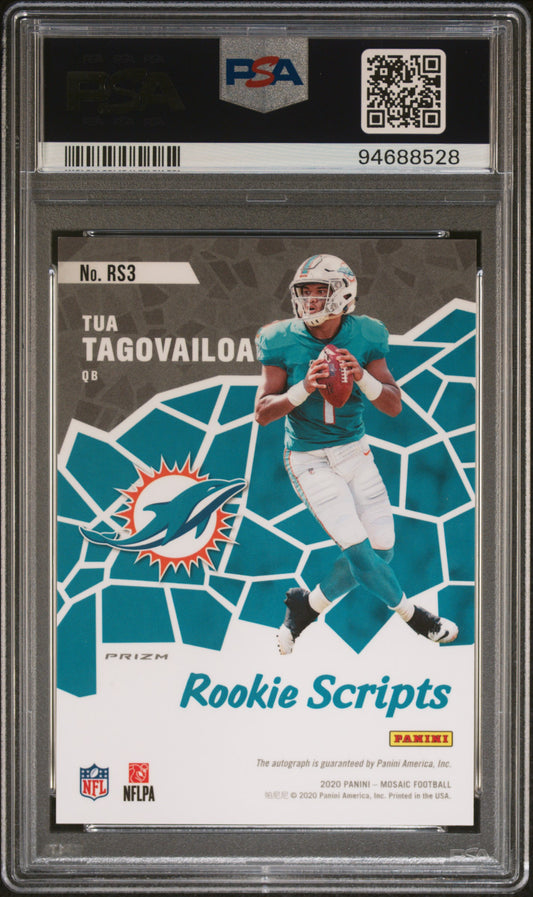 2020 Panini Mosaic Rookie Scripts #RS3 Tua Tagovailoa Rookie Scripts PSA 10