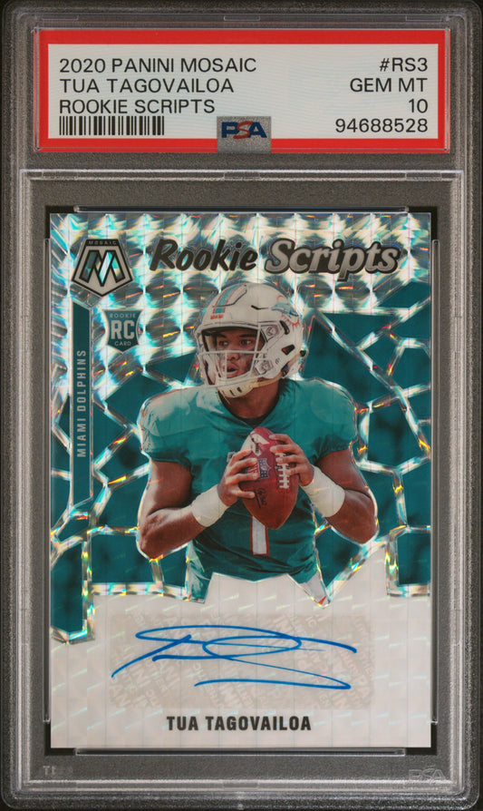 2020 Panini Mosaic Rookie Scripts #RS3 Tua Tagovailoa Rookie Scripts PSA 10