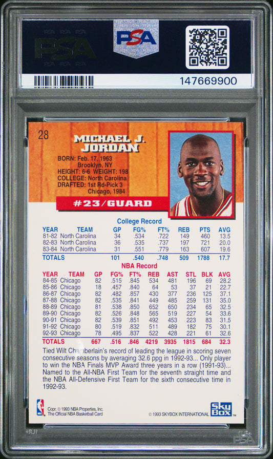 1993 Hoops #28 Michael Jordan 5th Anniversary PSA 7