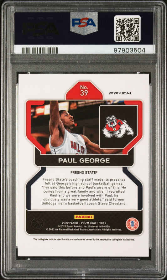 2022-23 Panini Prizm Draft Picks #39 Paul George Venom Prizm PSA 9