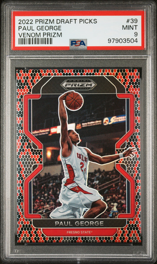 2022-23 Panini Prizm Draft Picks #39 Paul George Venom Prizm PSA 9