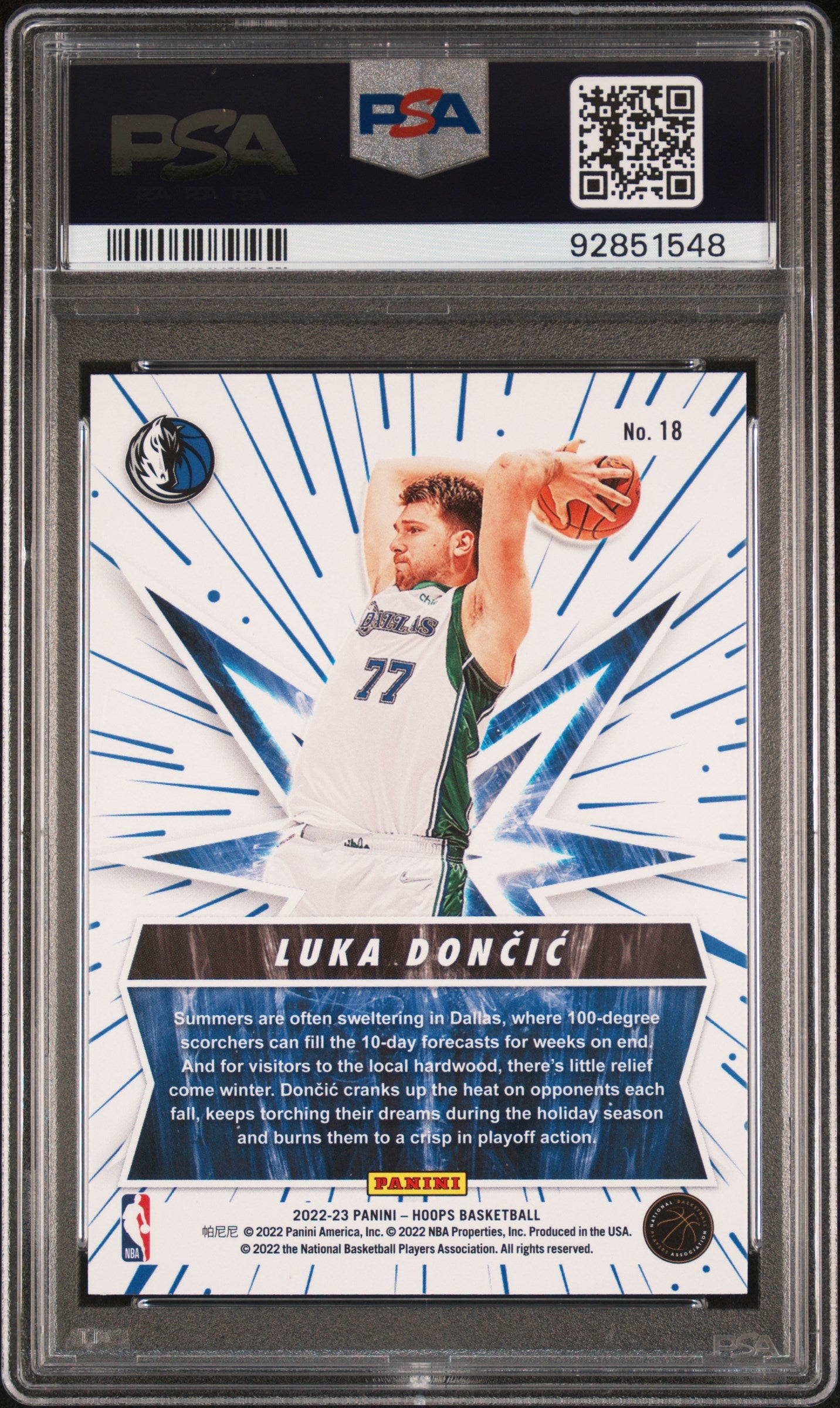 2022 Panini NBA Hoops Spark Plugs #18 Luka Doncic Spark Plugs PSA 10