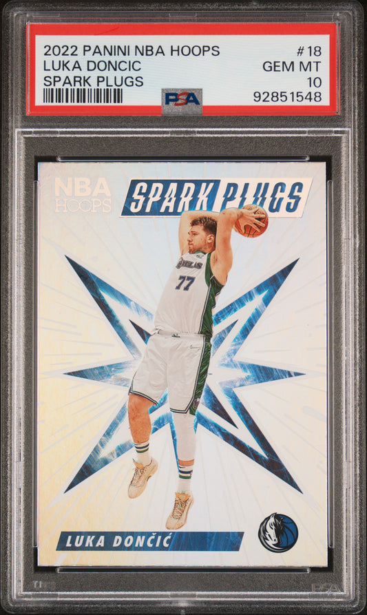 2022 Panini NBA Hoops Spark Plugs #18 Luka Doncic Spark Plugs PSA 10