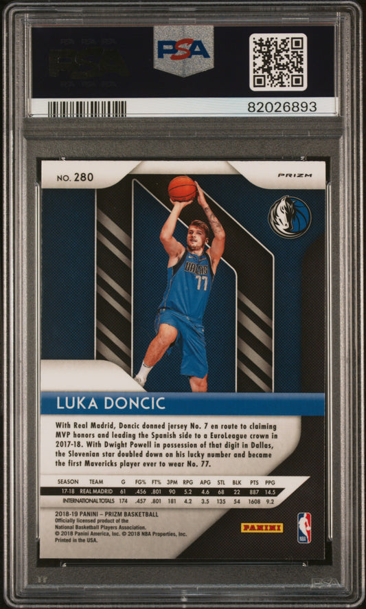 2018 Panini Prizm #280 Luka Doncic Red/White/Blue Prizm PSA 10