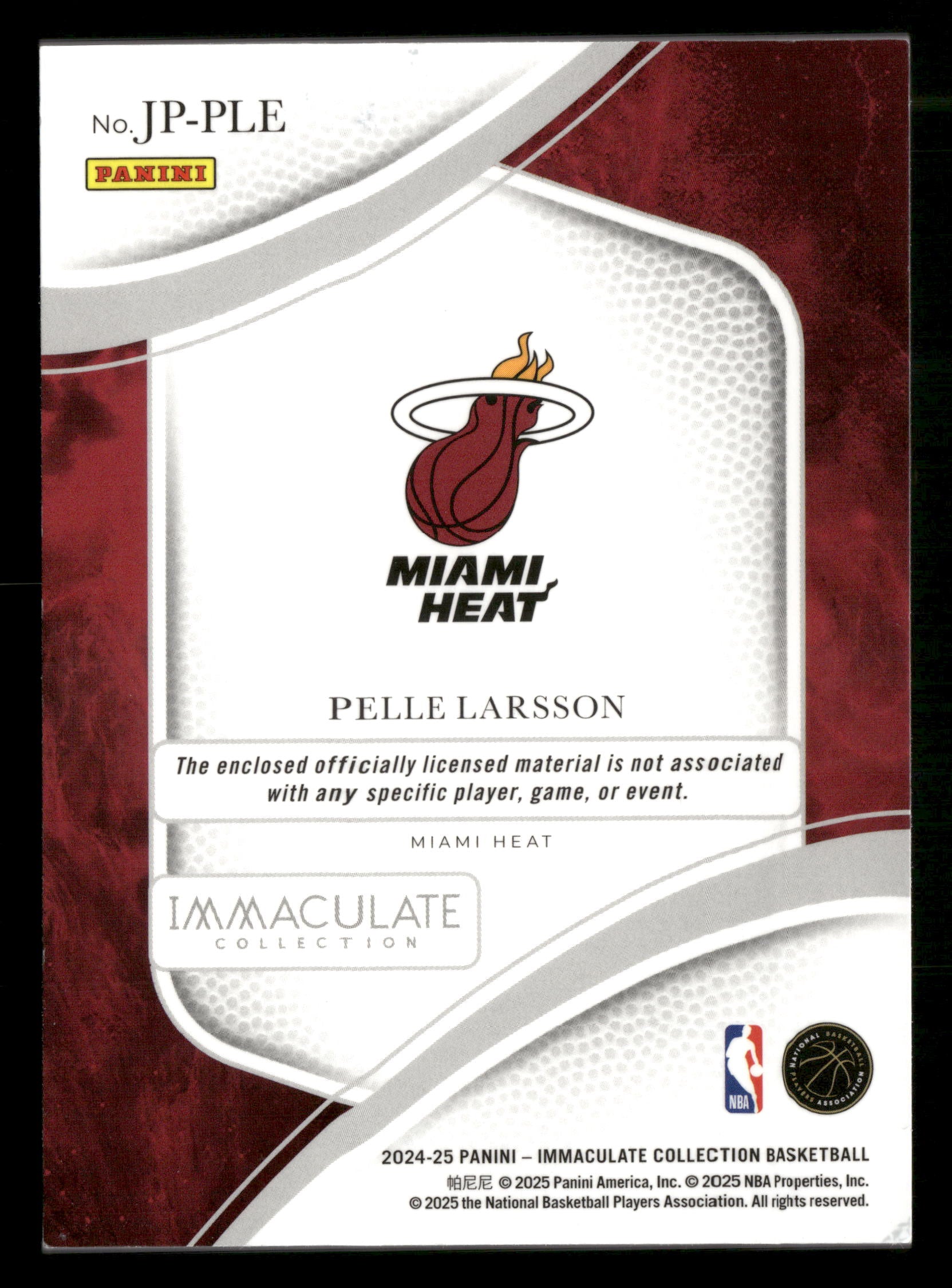 2024-25 Panini Immaculate #JP-PLE Pelle Larsson Jumbo Patches - Team Logo #/15