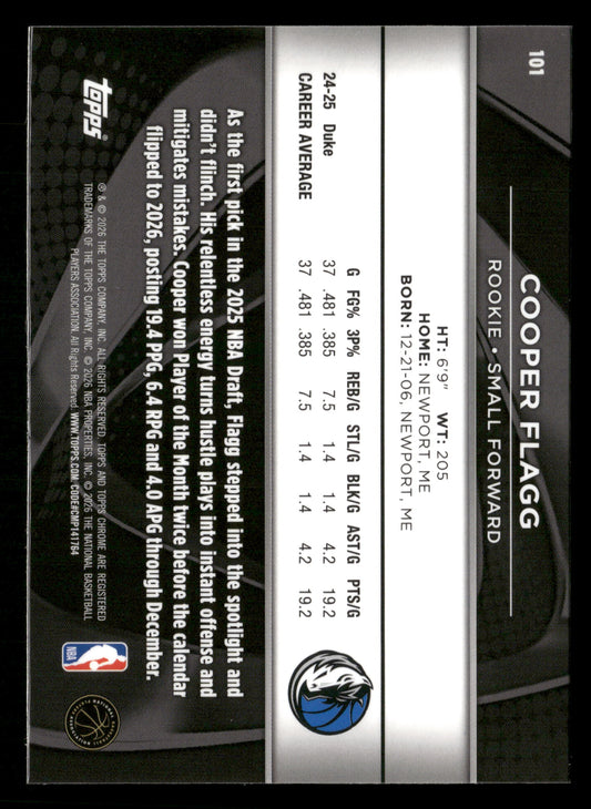 2025-26 Topps Chrome Black #101 Cooper Flagg