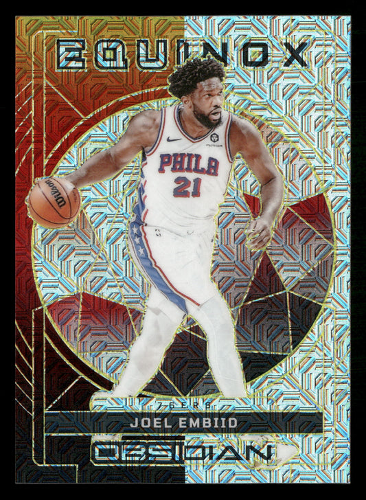 2023-24 Panini Obsidian #38 Joel Embiid Equinox Electric Etch Molten Mojo #/10