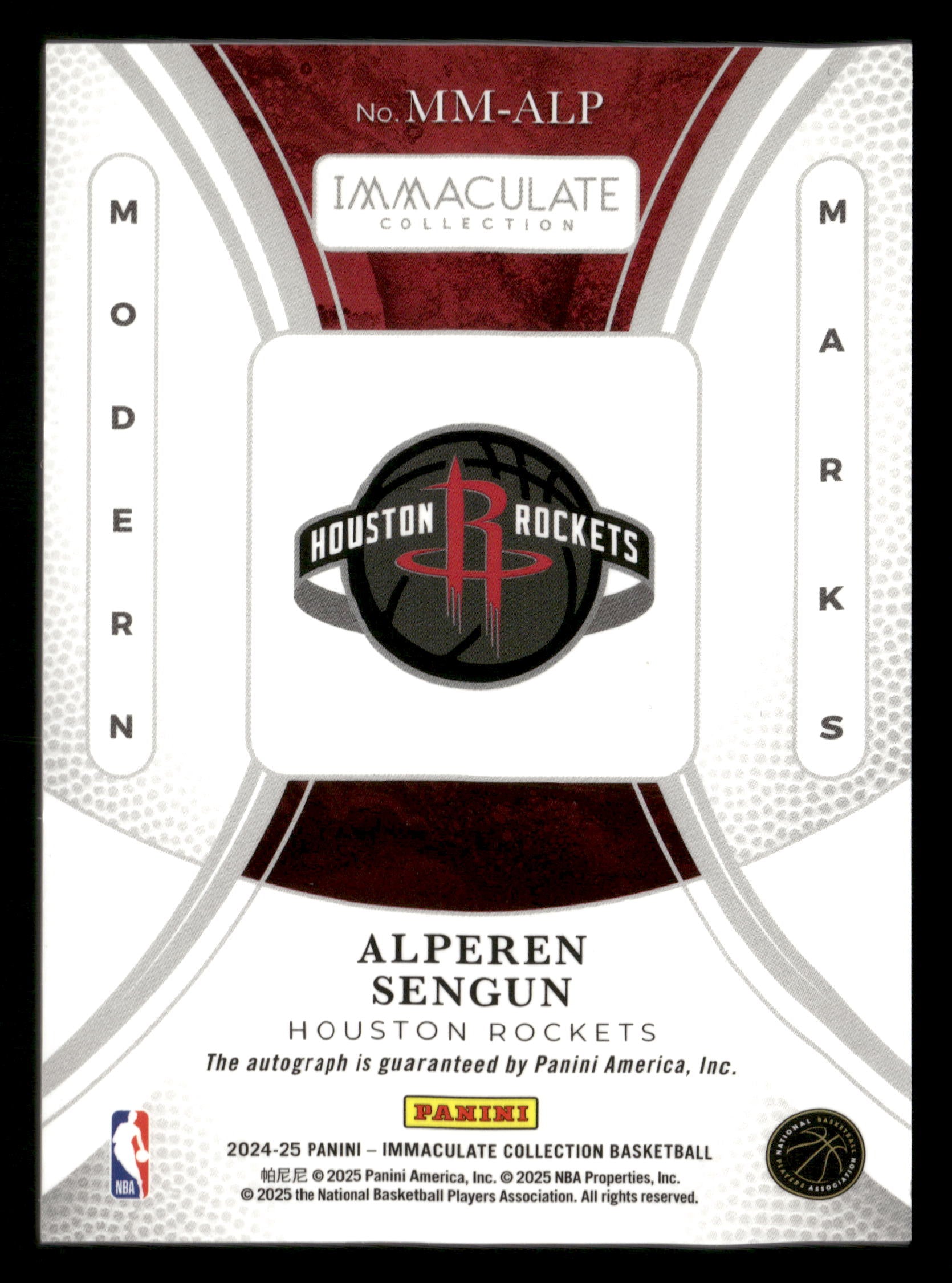 2024-25 Panini Immaculate Collection #MM-ALP Alperen Sengun Auto  #/5
