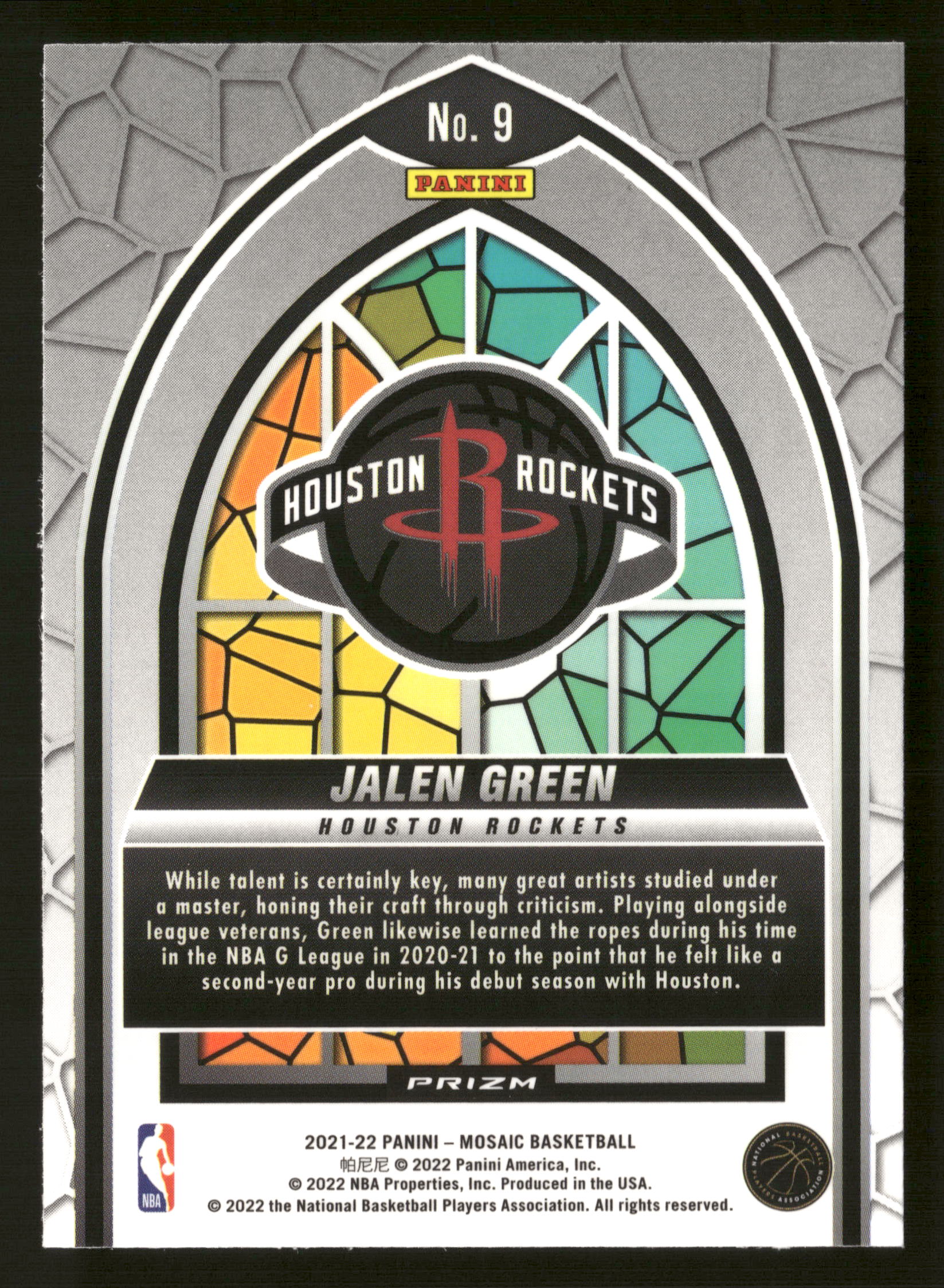 2021-22 Panini Mosaic #9 Jalen Green Stained Glass