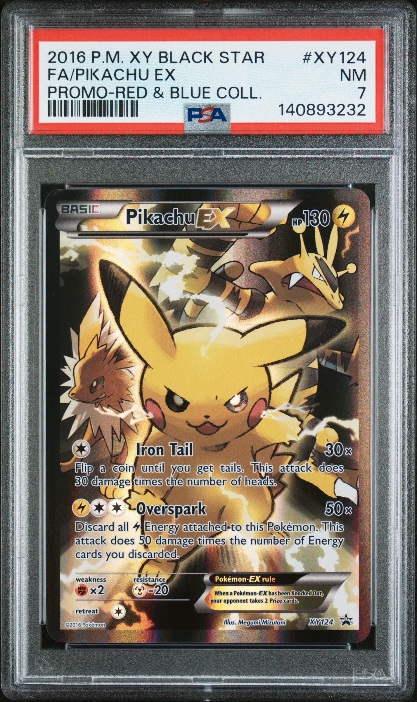 2016 Pokemon Xy Black Star Promo #XY124 Fa/Pikachu Ex PSA 7