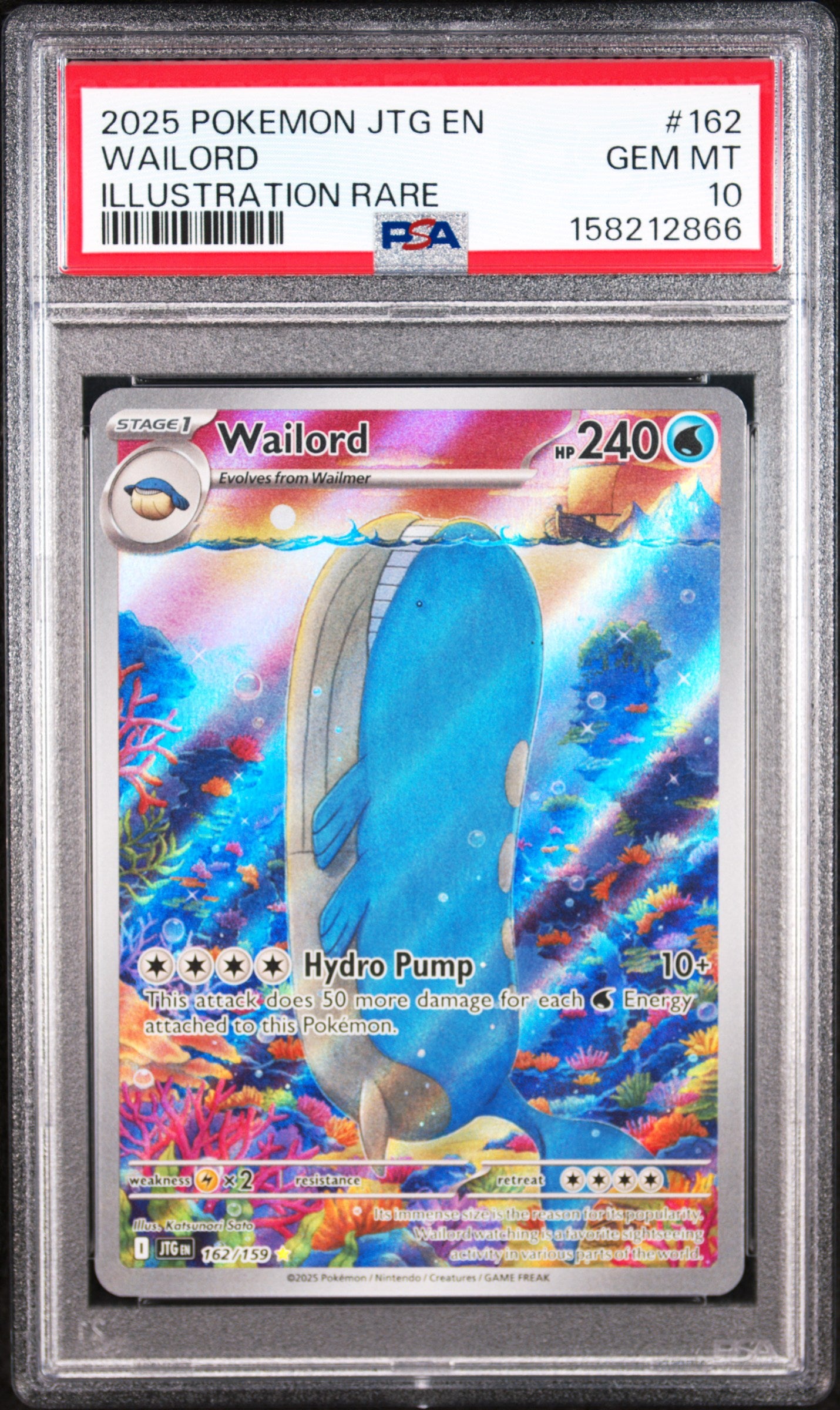 2025 Pokemon Jtg En-Journey Together #162 Wailord Illustration Rare PSA 10