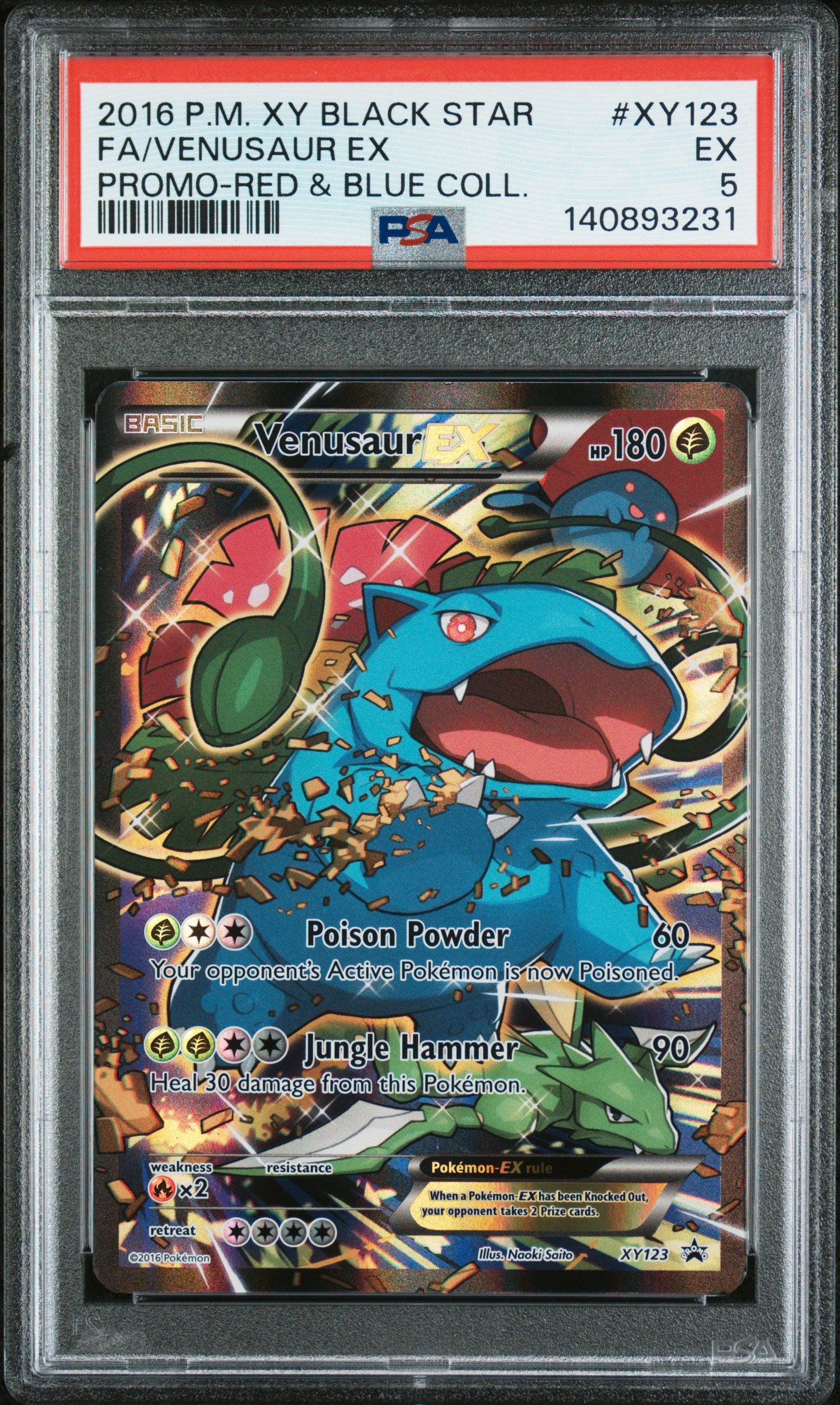 2016 Pokemon Xy Black Star Promo #XY123 Fa/Venusaur Ex PSA 5