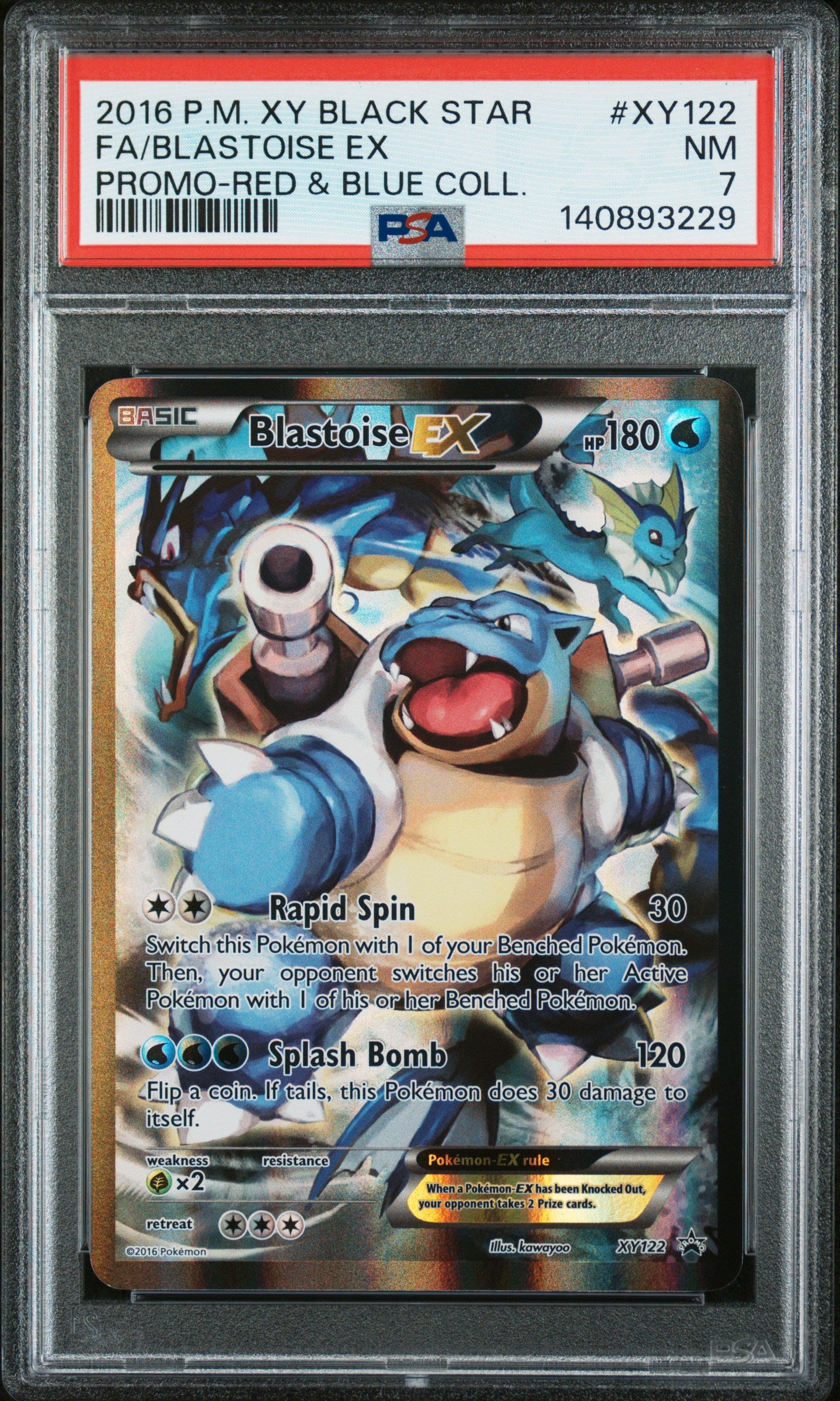 2016 Pokemon Xy Black Star Promo #XY122 Fa/Blastoise Ex PSA 7