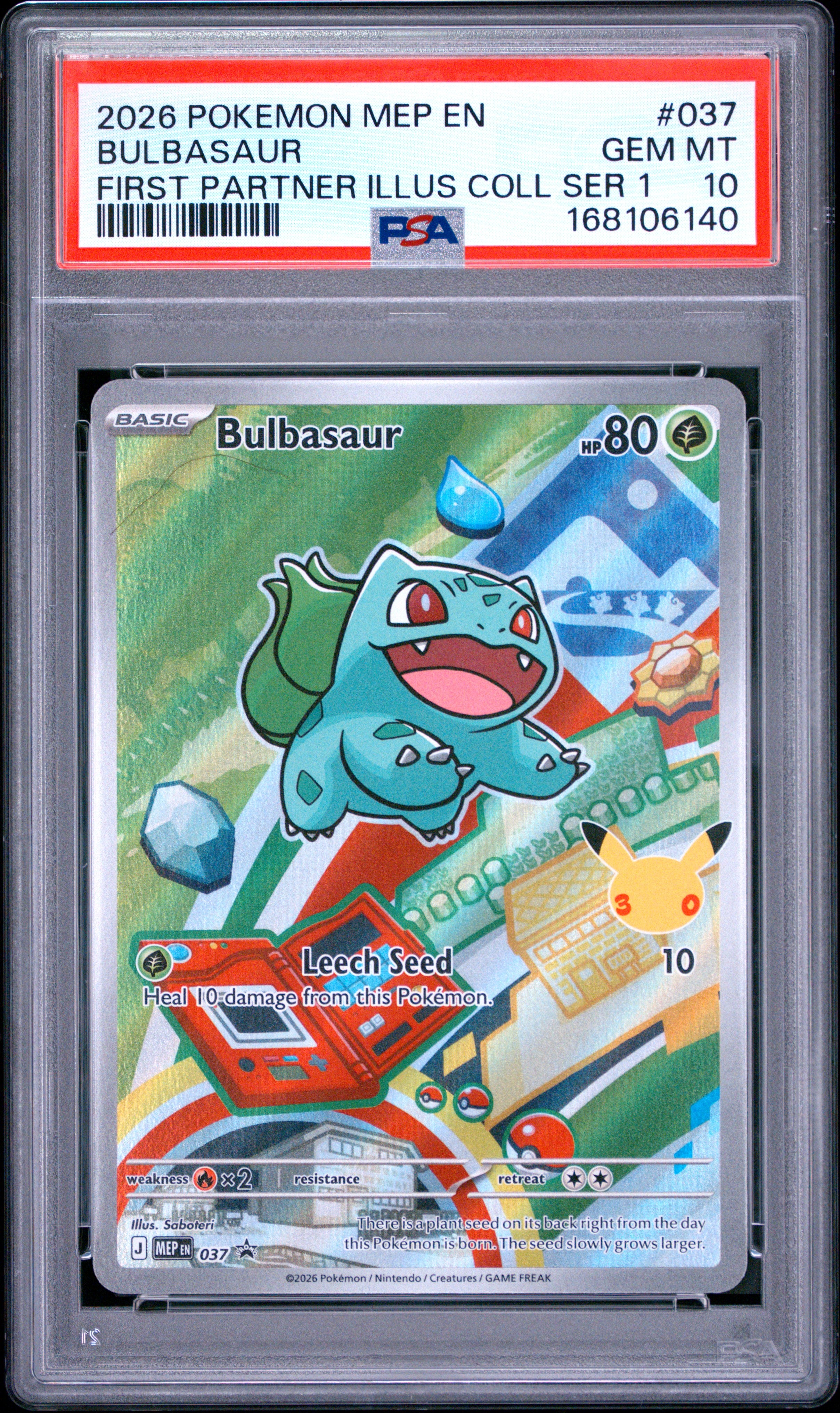 2026 Pokemon Black Star Promo #037 Bulbasaur First Partner PSA 10
