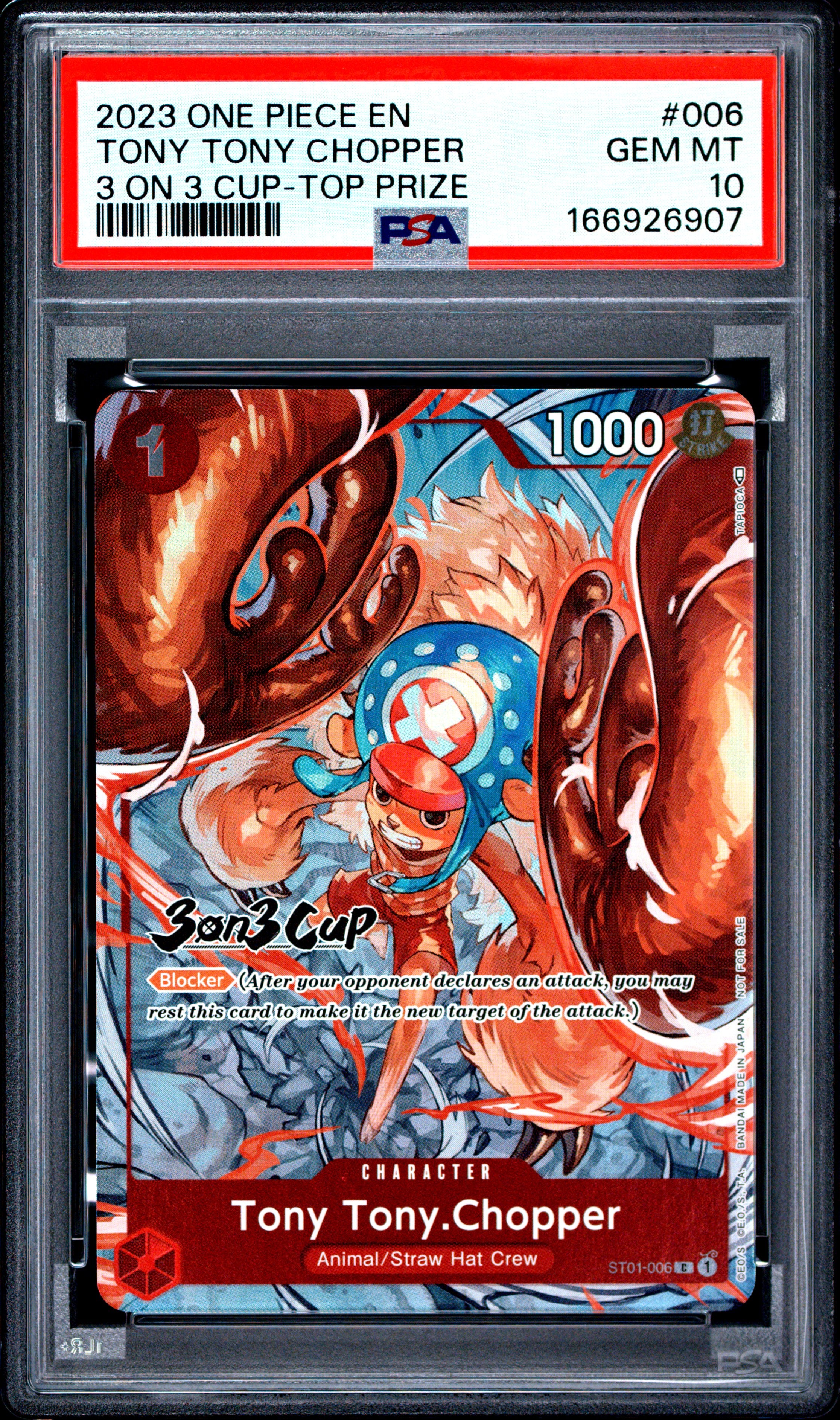 2023 One Piece Promos #006 Tony Tony Chopper 3 On 3 Cup-Top Prize PSA 10