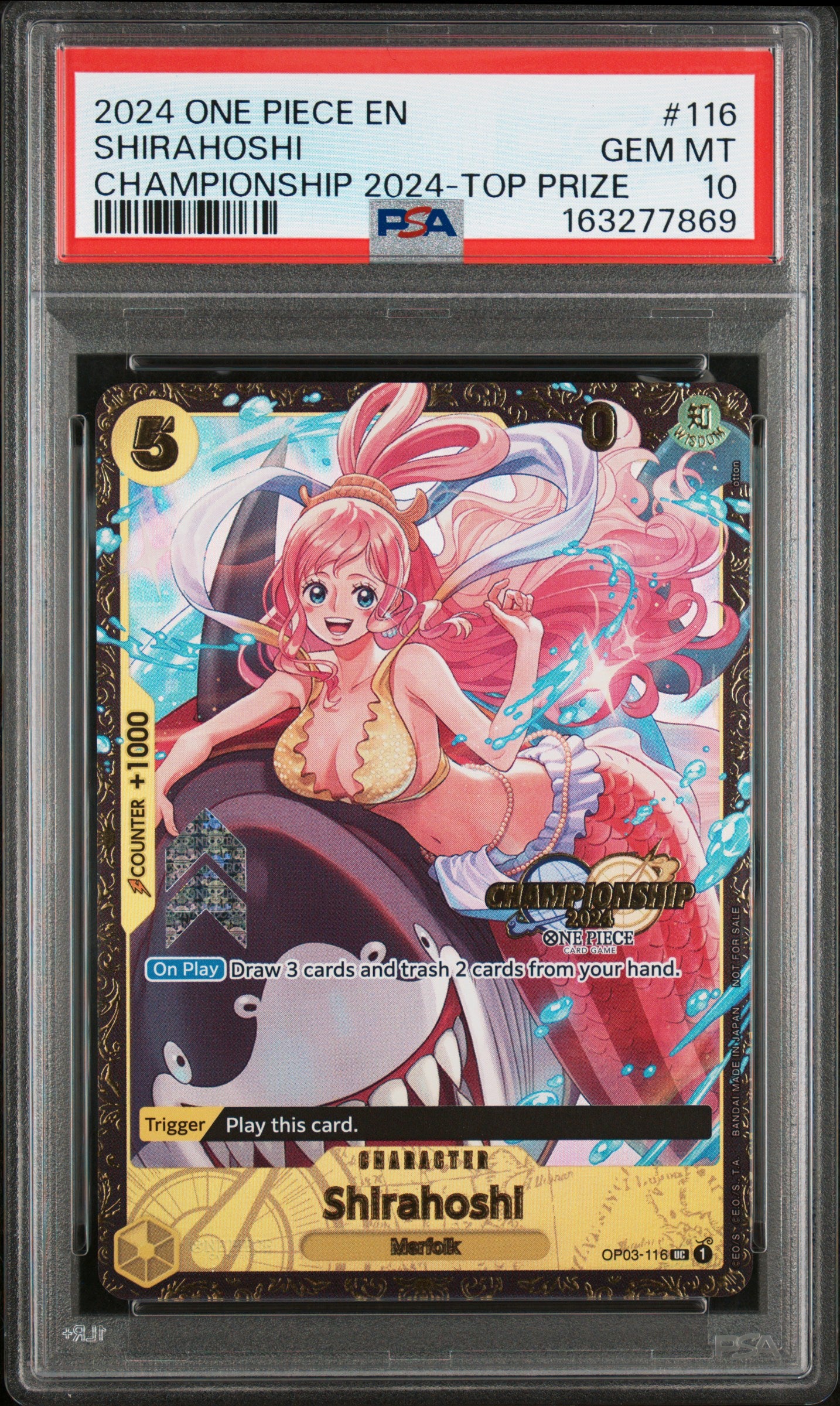 2024 One Piece Promos #116 Shirahoshi Championship 2024-Top Prize PSA 10