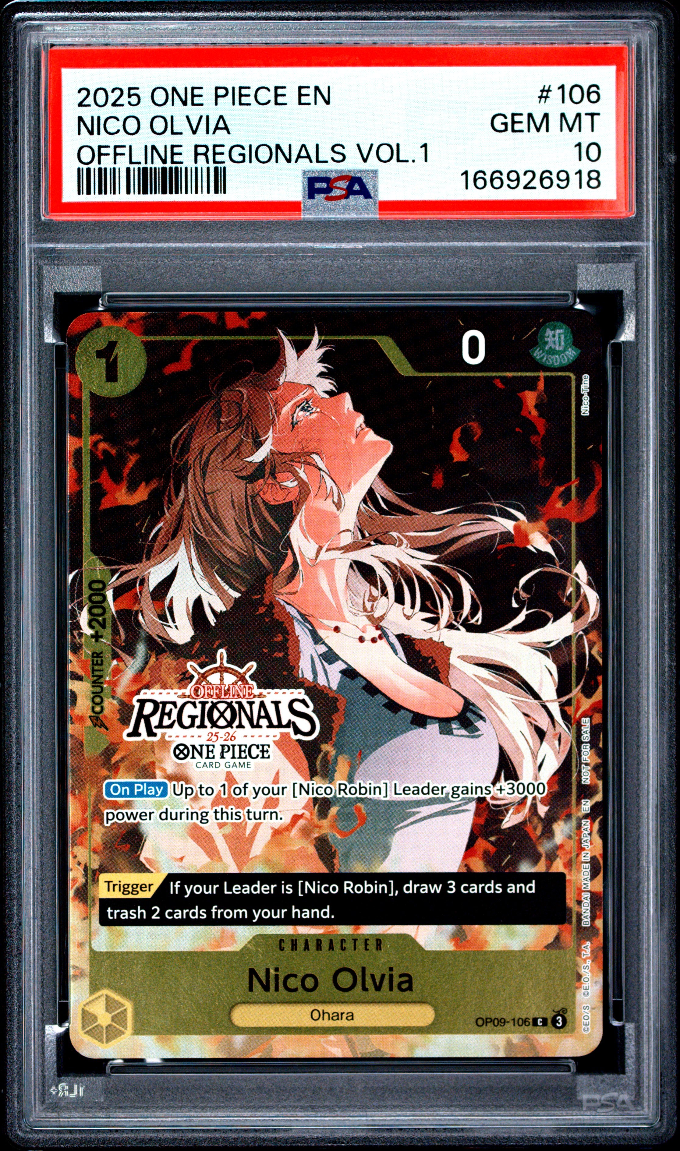 2025 One Piece Offline Regionals Pack 2025 Vol.1 #106 Nico Olvia PSA 10