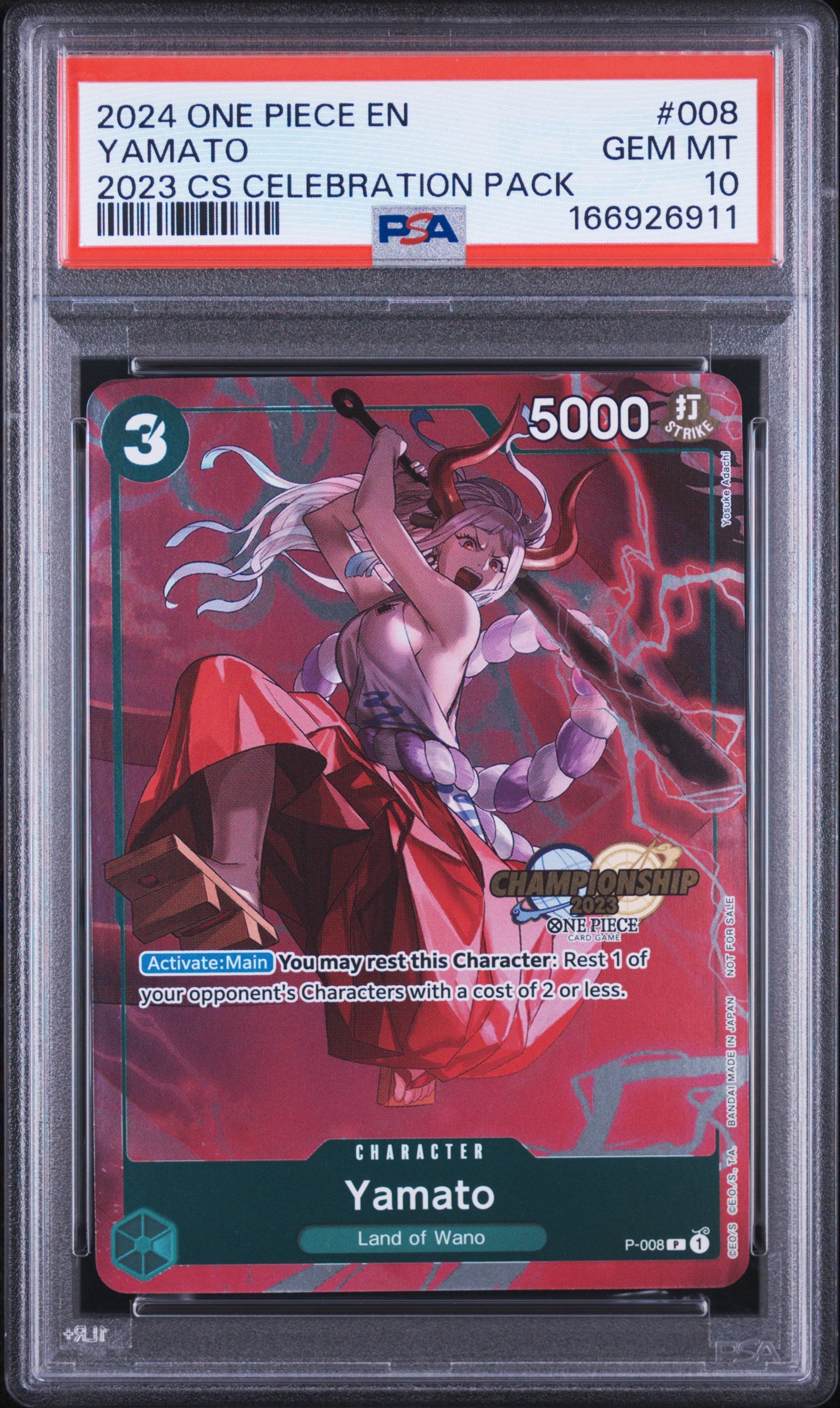 2024 One Piece Championship 2023 Celebration Pack #008 Yamato PSA 10
