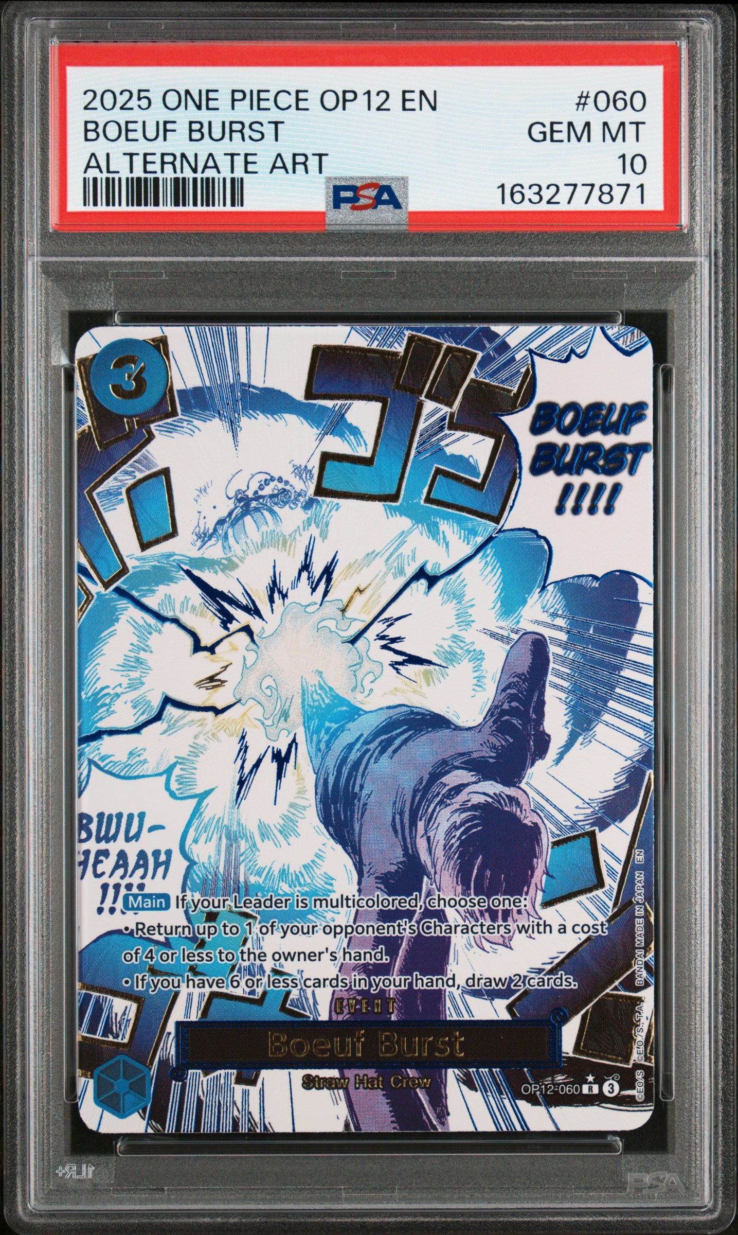 2025 One Piece Op12-Legacy Of The Master #060 Boeuf Burst Alternate Art PSA 10