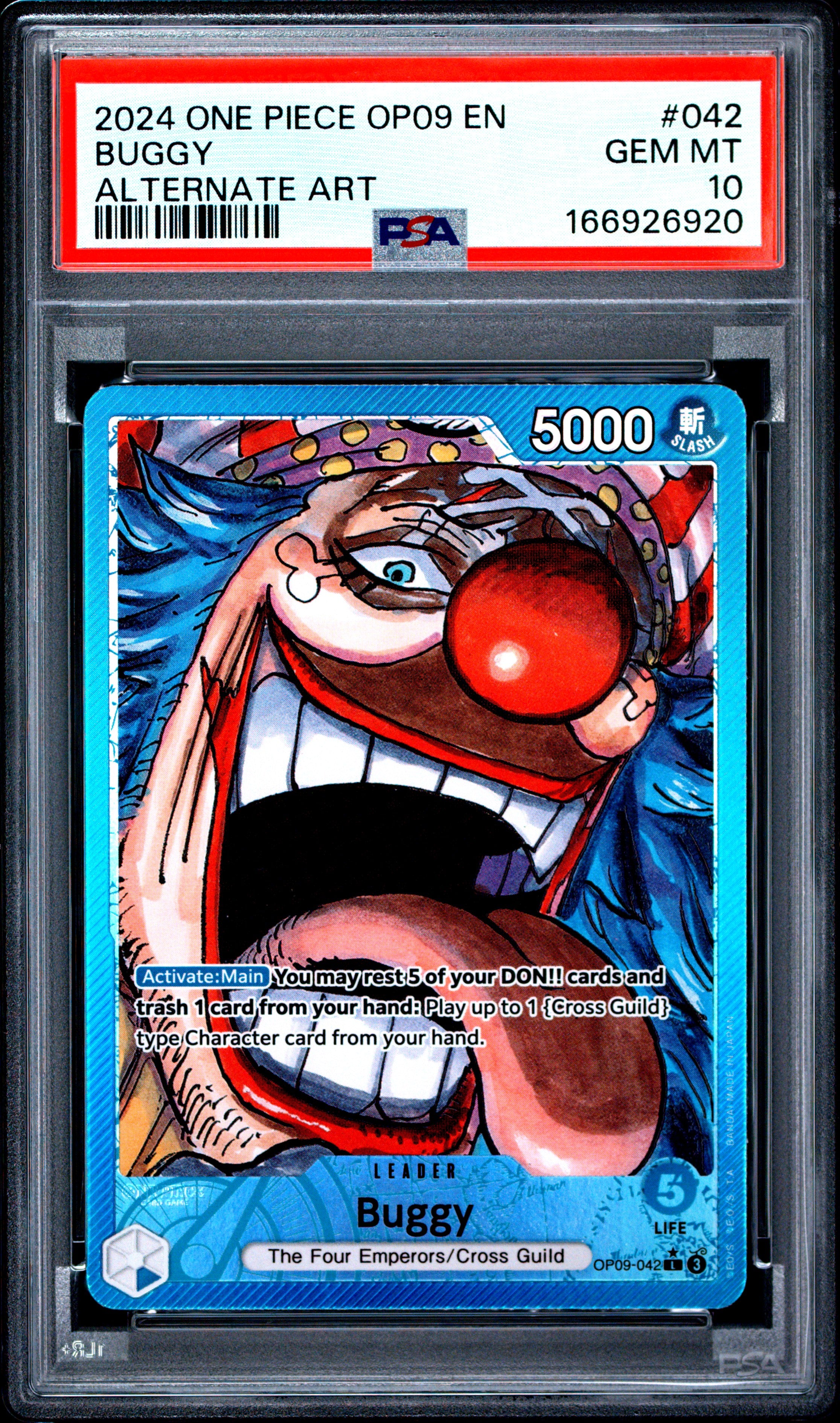 2024 One Piece Op09-Emperors In The New World #042 Buggy Alternate Art PSA 10
