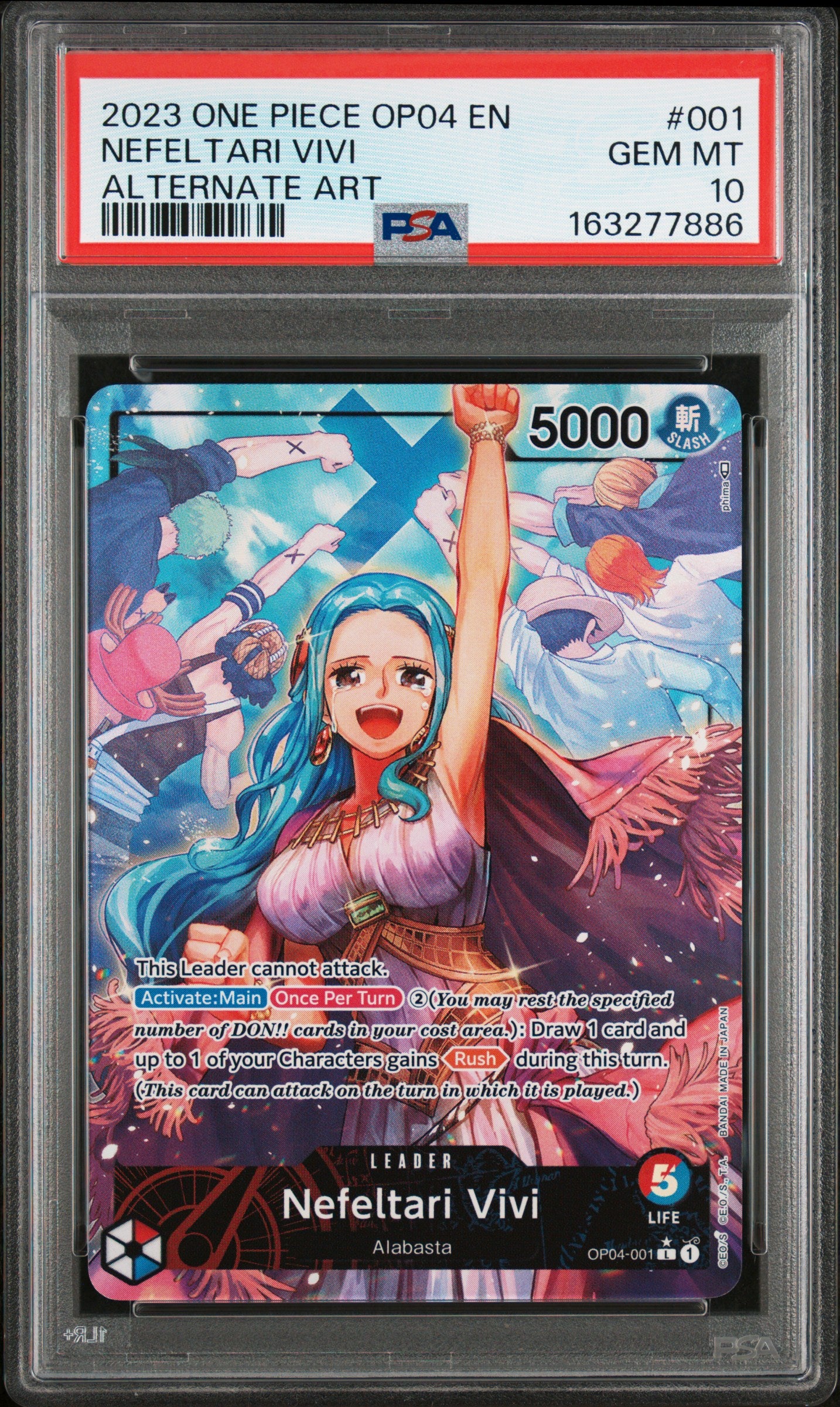 2023 One Piece Op04 #001 Nefeltari Vivi Alternate Art PSA 10