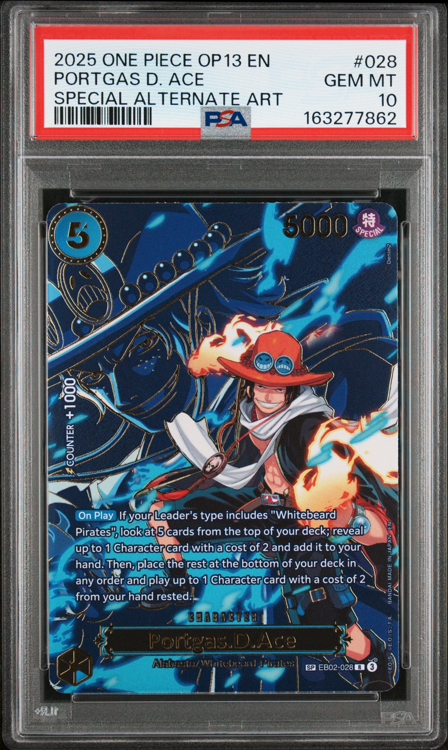 2025 One Piece Op13 #028 Portgas D. Ace Special Alternate Art PSA 10