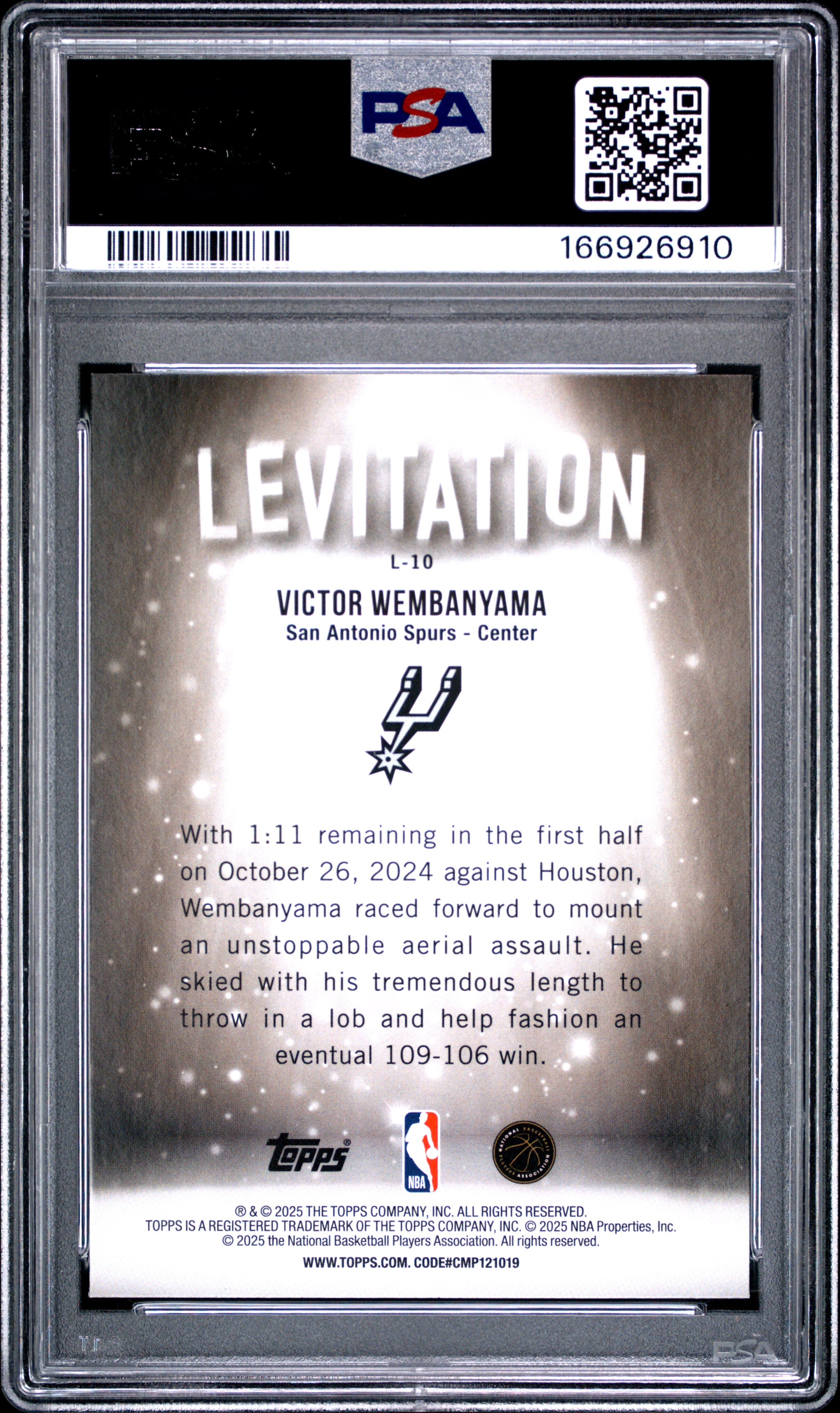 2025 Topps Levitation #L-10 Victor Wembanyama PSA 9
