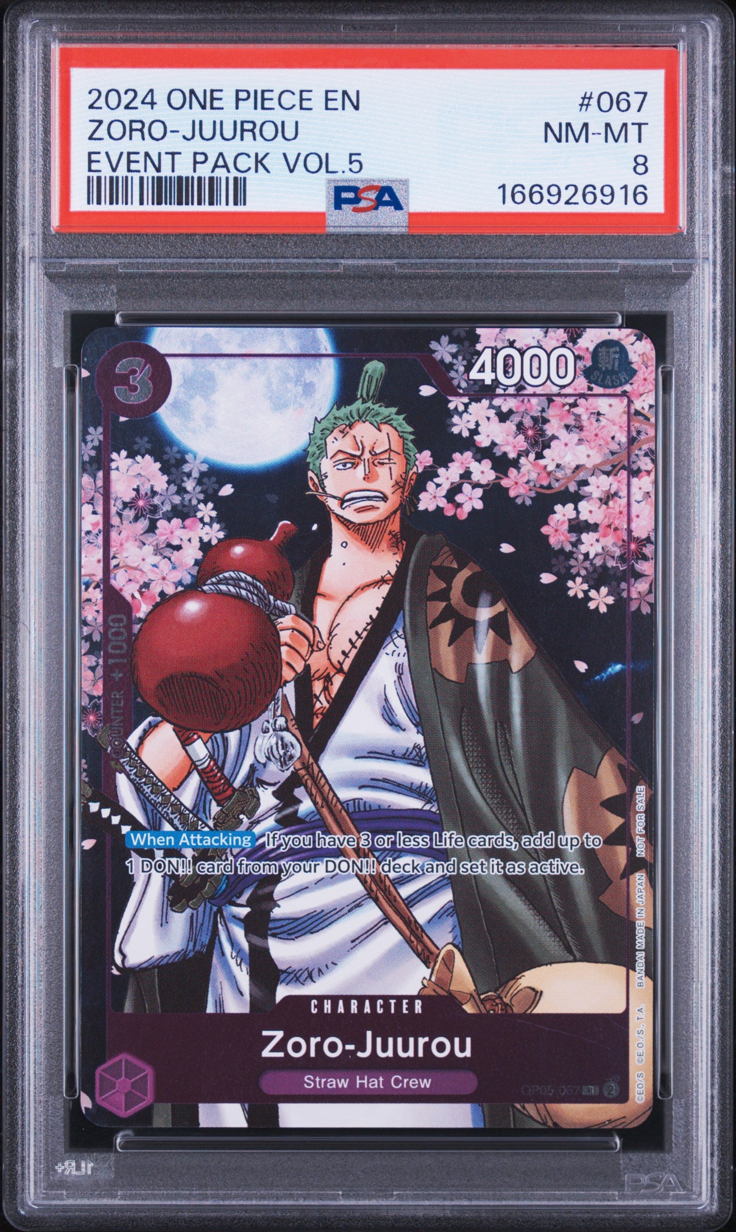 2024 One Piece Event Pack Vol.5 #067 Zoro-Juurou PSA 8