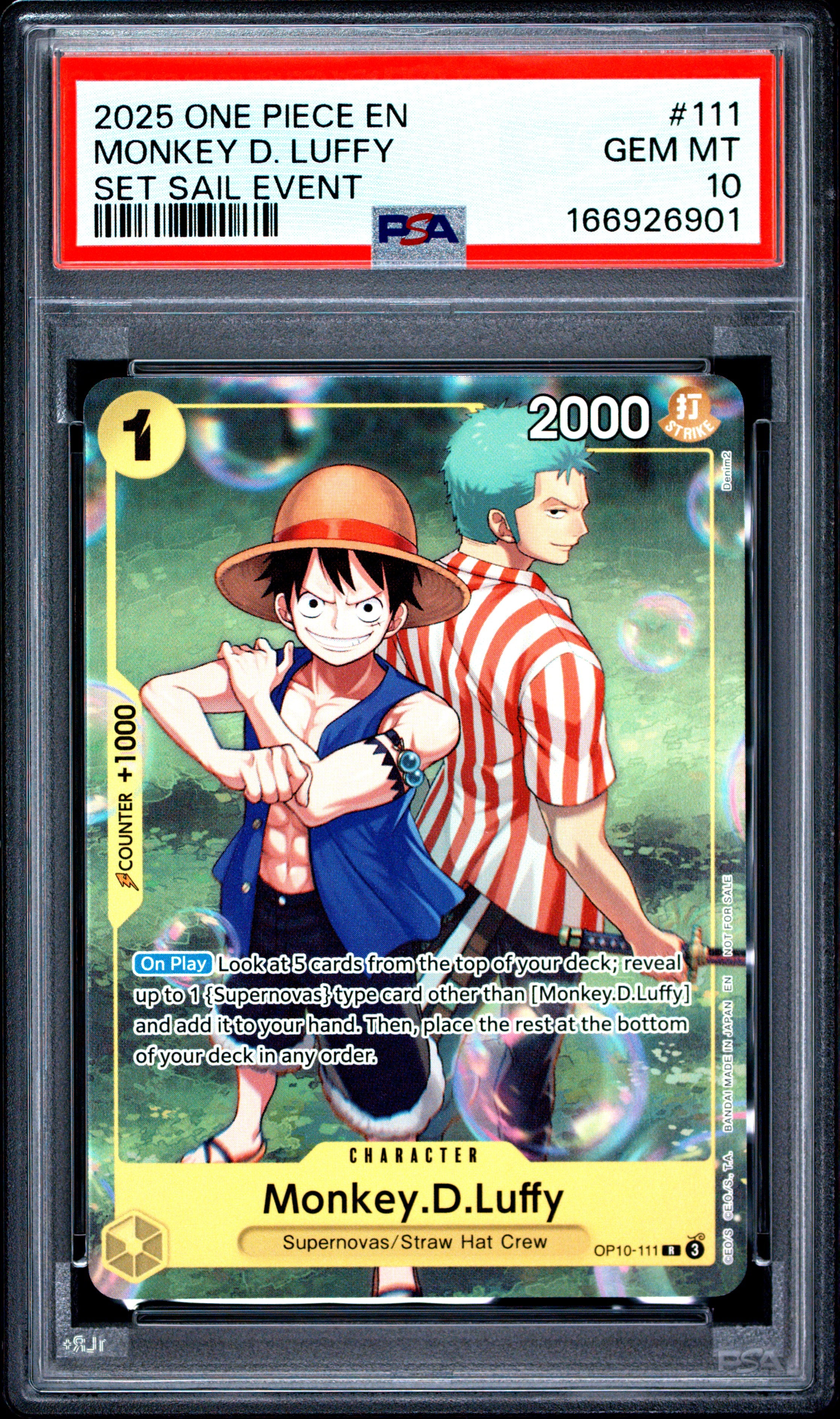 2025 One Piece Promos #111 Monkey D. Luffy Set Sail Event PSA 10