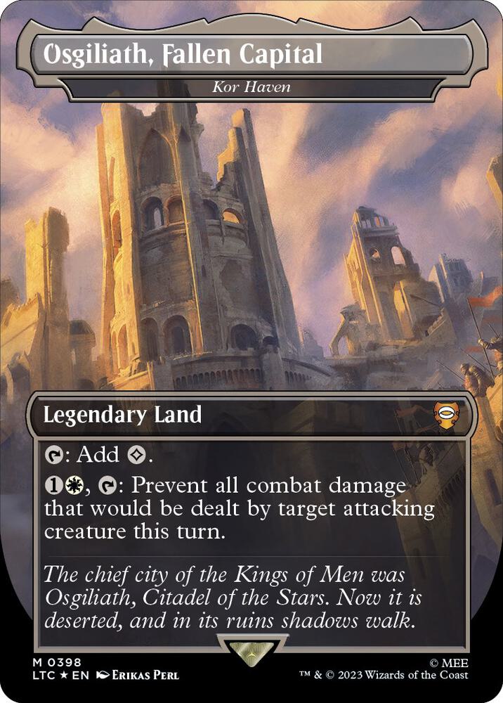Osgiliath Fallen Capital Kor Haven Borderless Surge Foil 398 (Commander: The Lord of the Rings: Tales of Middle-earth)  - Borderless Surge Foil