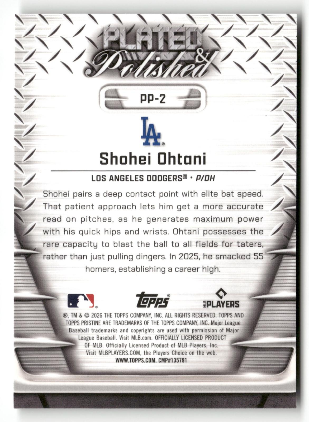 2026 Topps Pristine #PP-2 Shohei Ohtani Plated And Polished