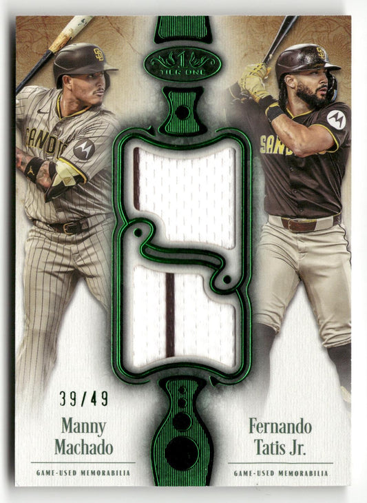 2024 Topps Tier One #DPR-MT Fernando Tatis Jr. / Manny Machado Relic Green #/49