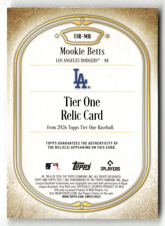 2026 Topps Tier One #T1R-MB Mookie Betts Tier One Relics #/199