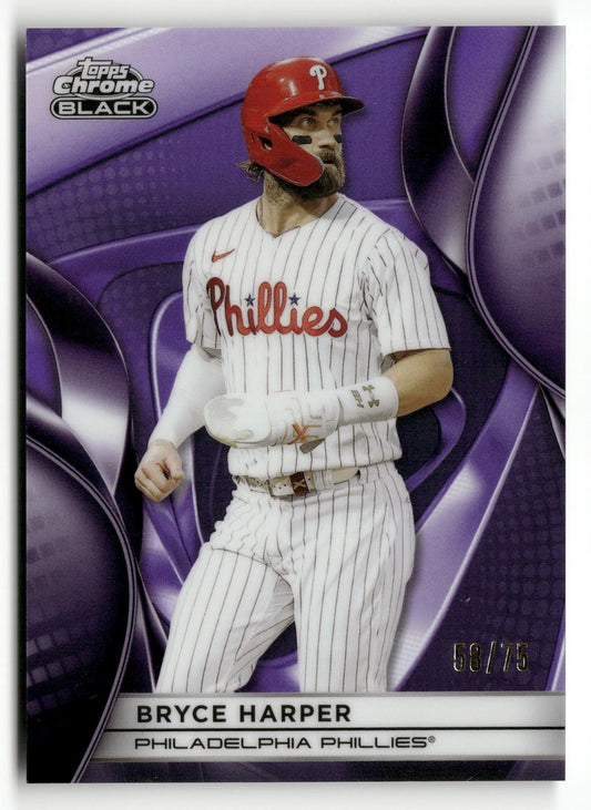 2025 Topps Chrome Black #2 Bryce Harper Purple #/75
