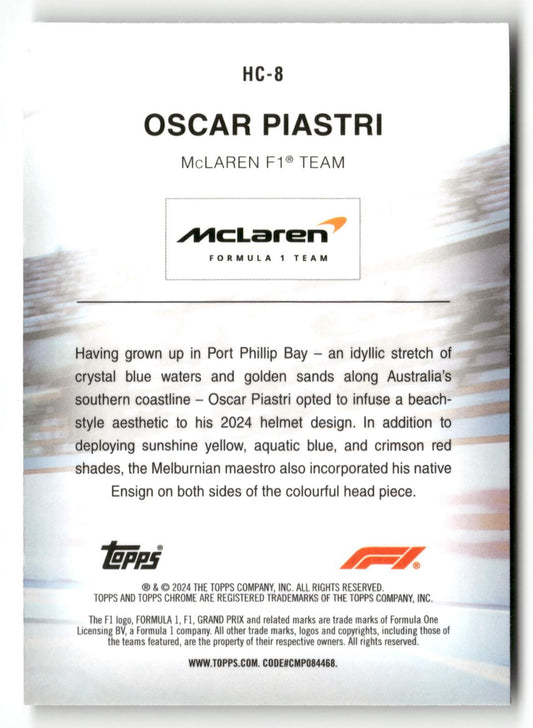 2024 Topps Chrome Formula 1 #HC-8 Oscar Piastri Helmet Collection