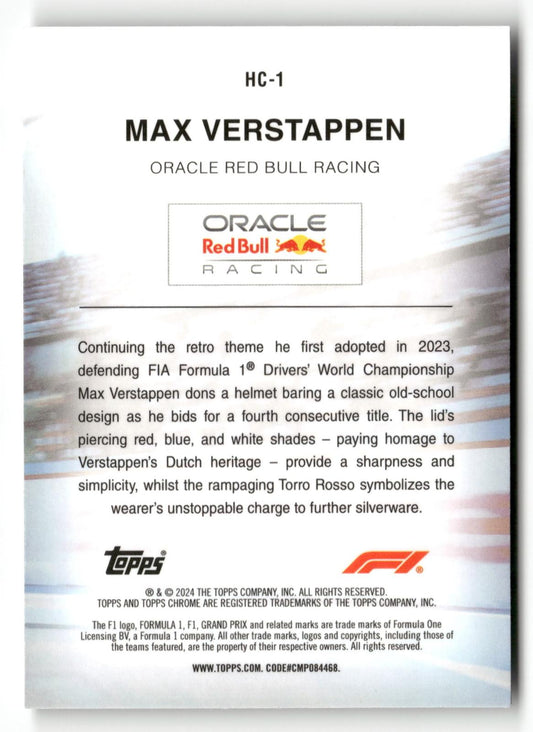 2024 Topps Chrome Formula 1 #HC-1 Max Verstappen Helmet Collection