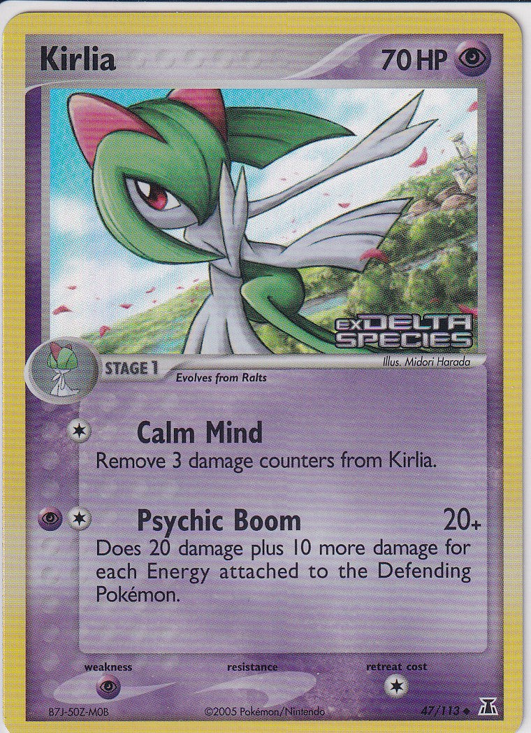 2005 Pokemon Delta Species 47/113 Kirlia Uncommon Reverse Foil Stamped LP