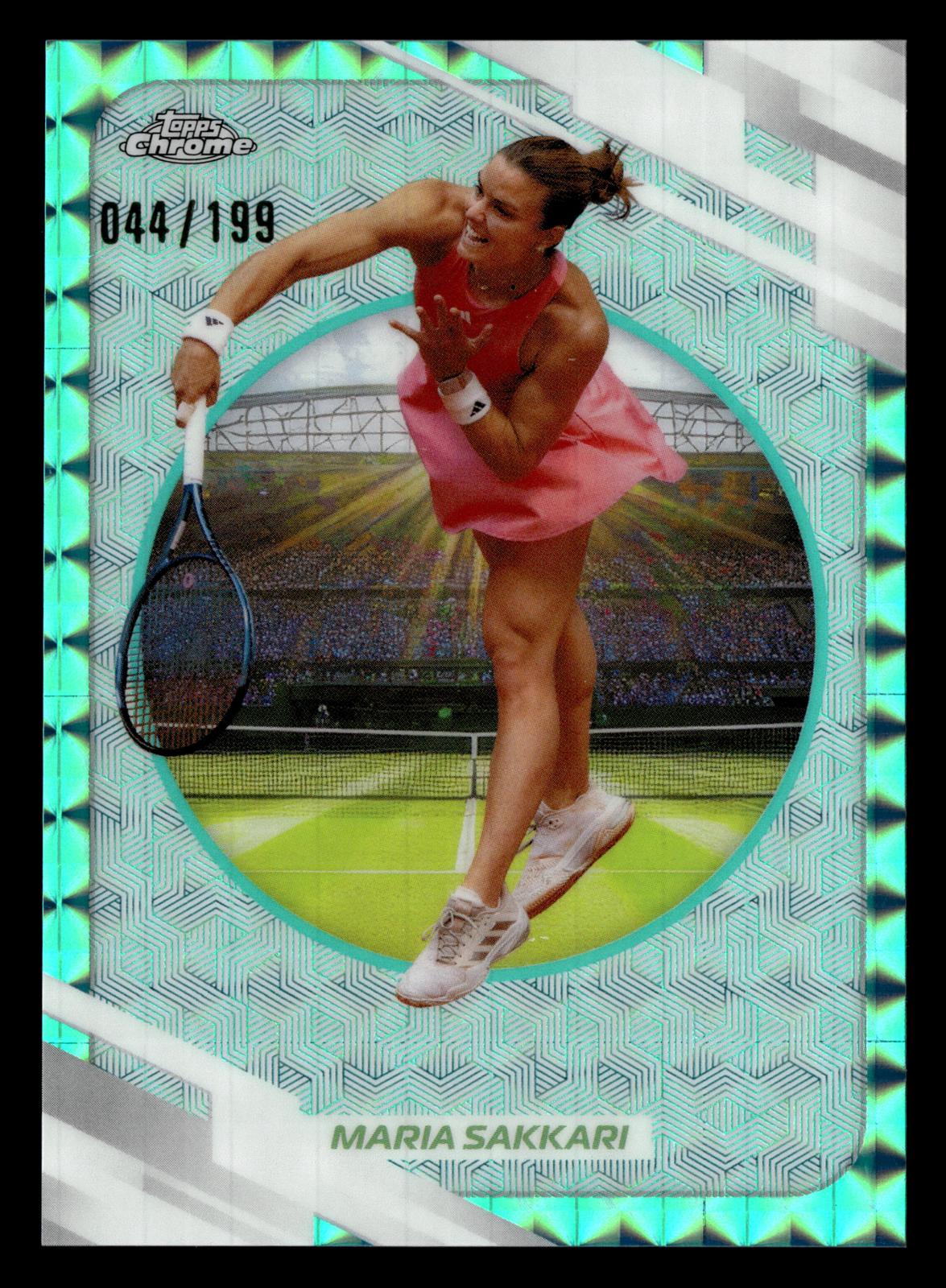 2026 Topps Chrome #135 Maria Sakkari Aqua Geometric Refractor #/199