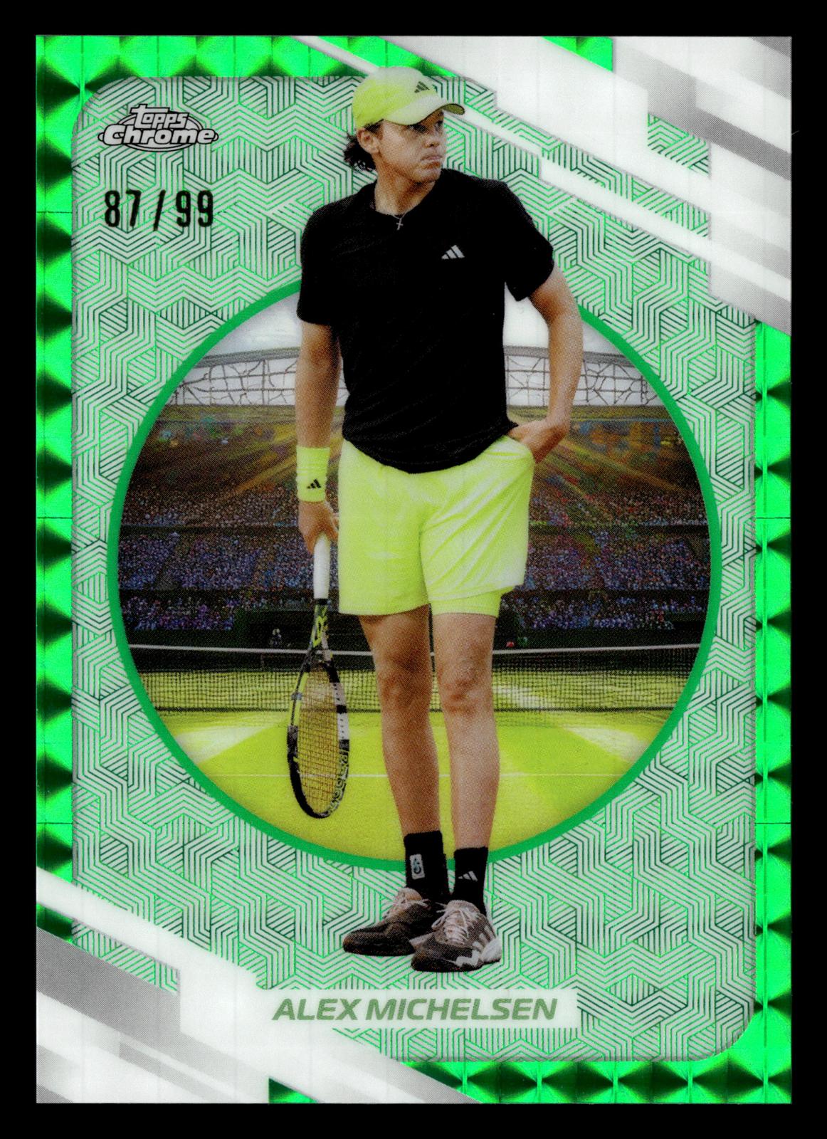 2026 Topps Chrome #61 Alex Michelsen Green Geometric Refractor #/99