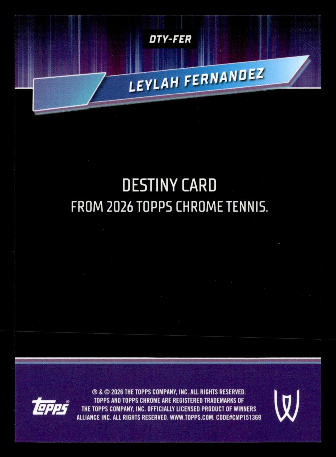 2026 Topps Chrome #DTY-FER Leylah Fernandez Destiny Gold Geo Refractor #/50