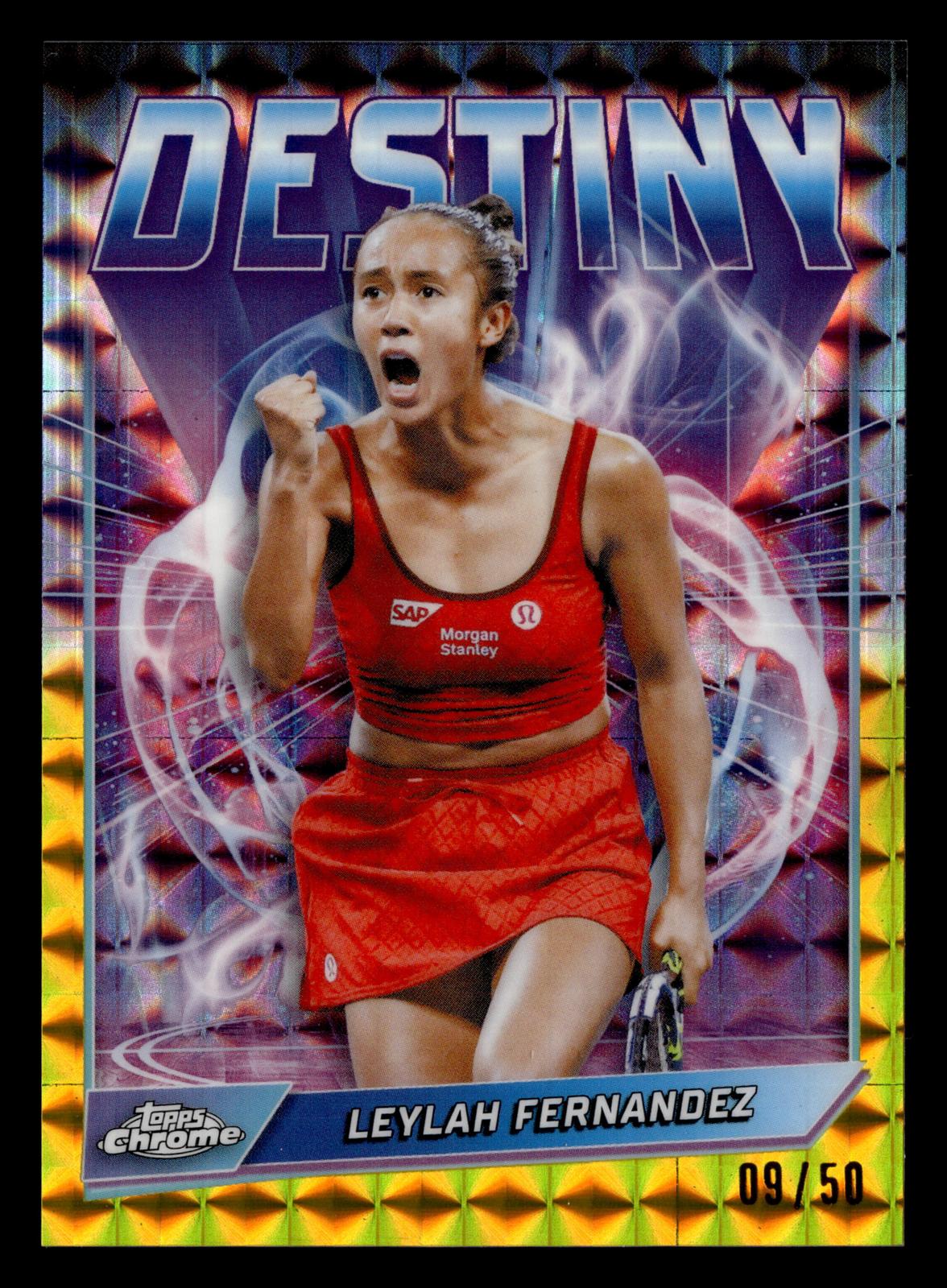 2026 Topps Chrome #DTY-FER Leylah Fernandez Destiny Gold Geo Refractor #/50