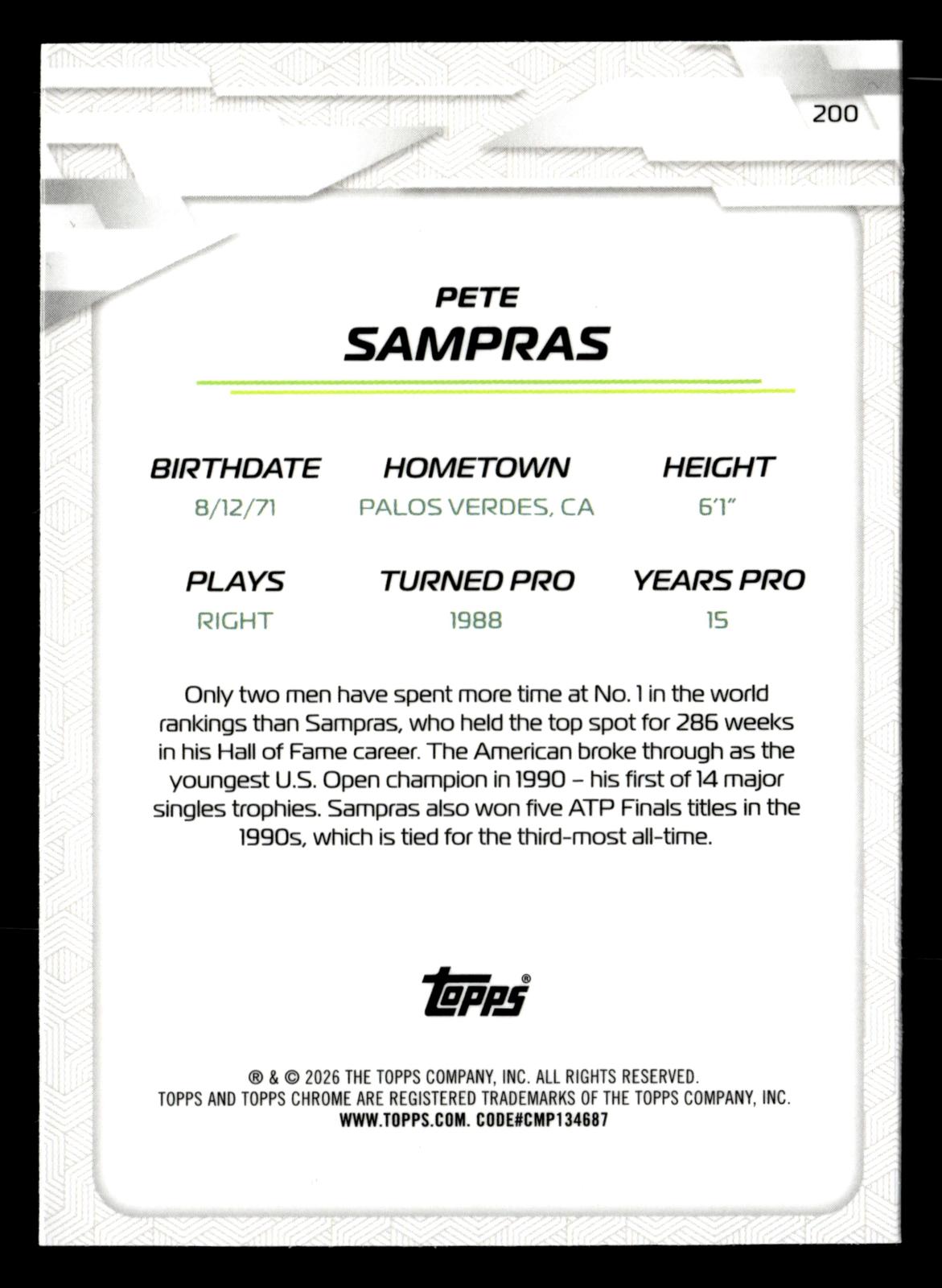2026 Topps Chrome #200 Pete Sampras Geometric Refractor