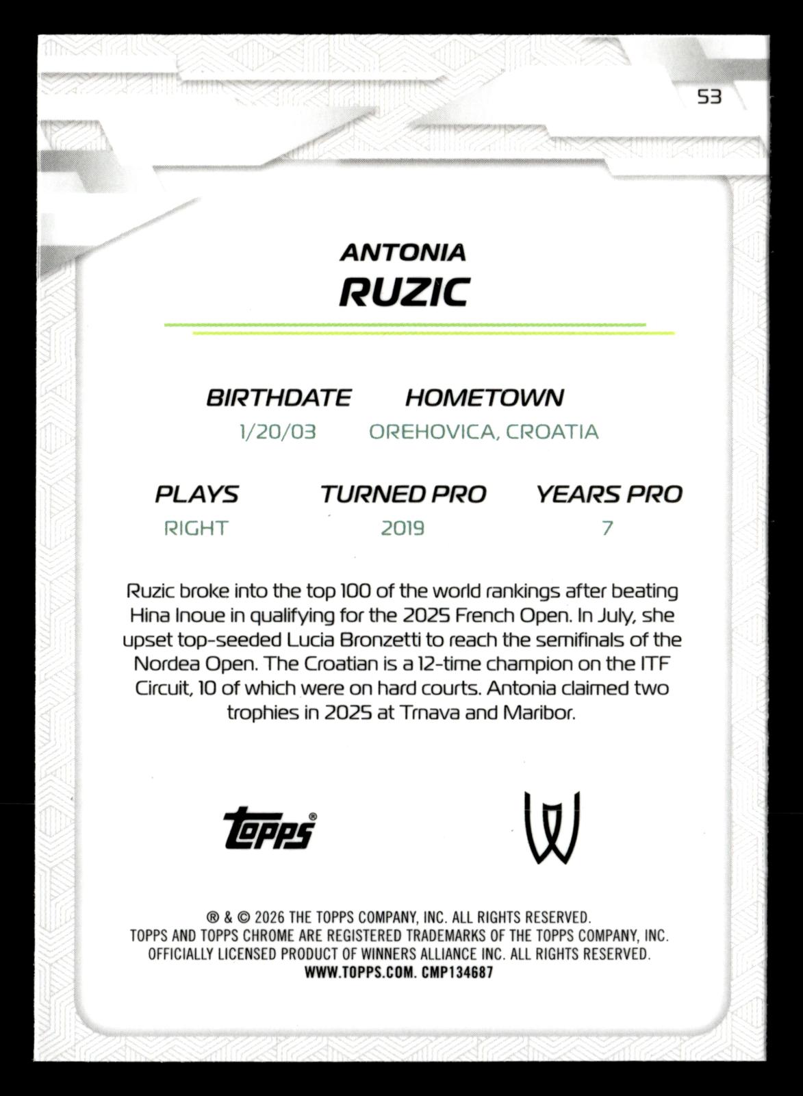 2026 Topps Chrome #53 Antonia Ruzic Geometric Refractor