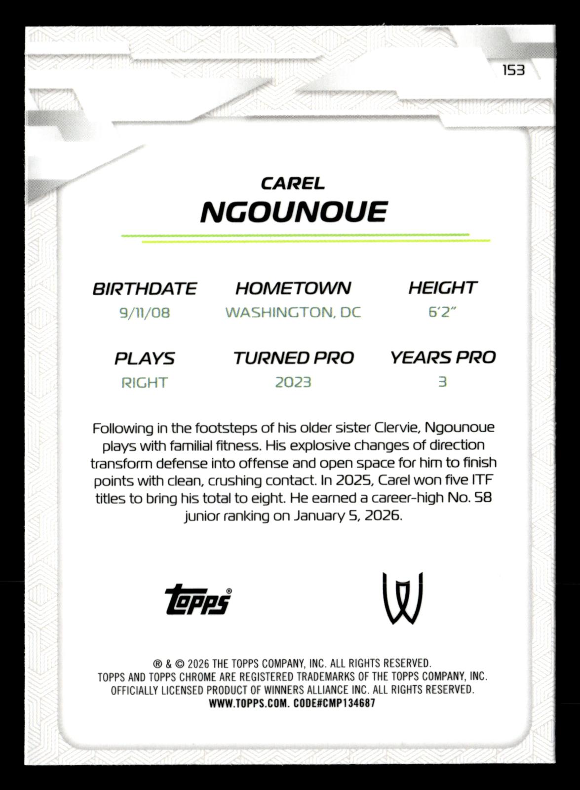 2026 Topps Chrome #153 Carel Ngounoue Geometric Refractor