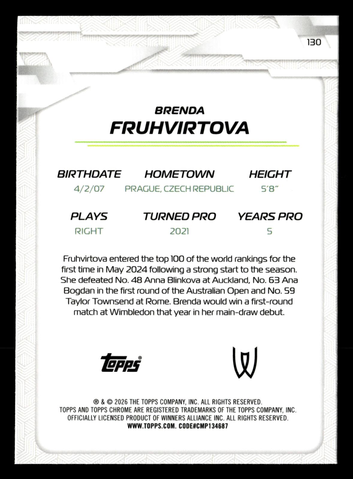 2026 Topps Chrome #130 Brenda Fruhvirtova Geometric Refractor