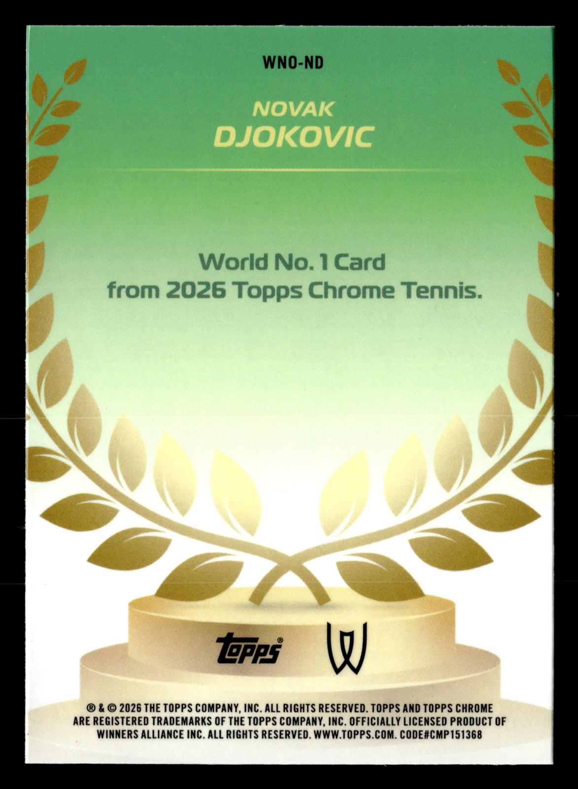 2026 Topps Chrome #WNO-ND Novak Djokovic World Number 1 Geometric Refractor