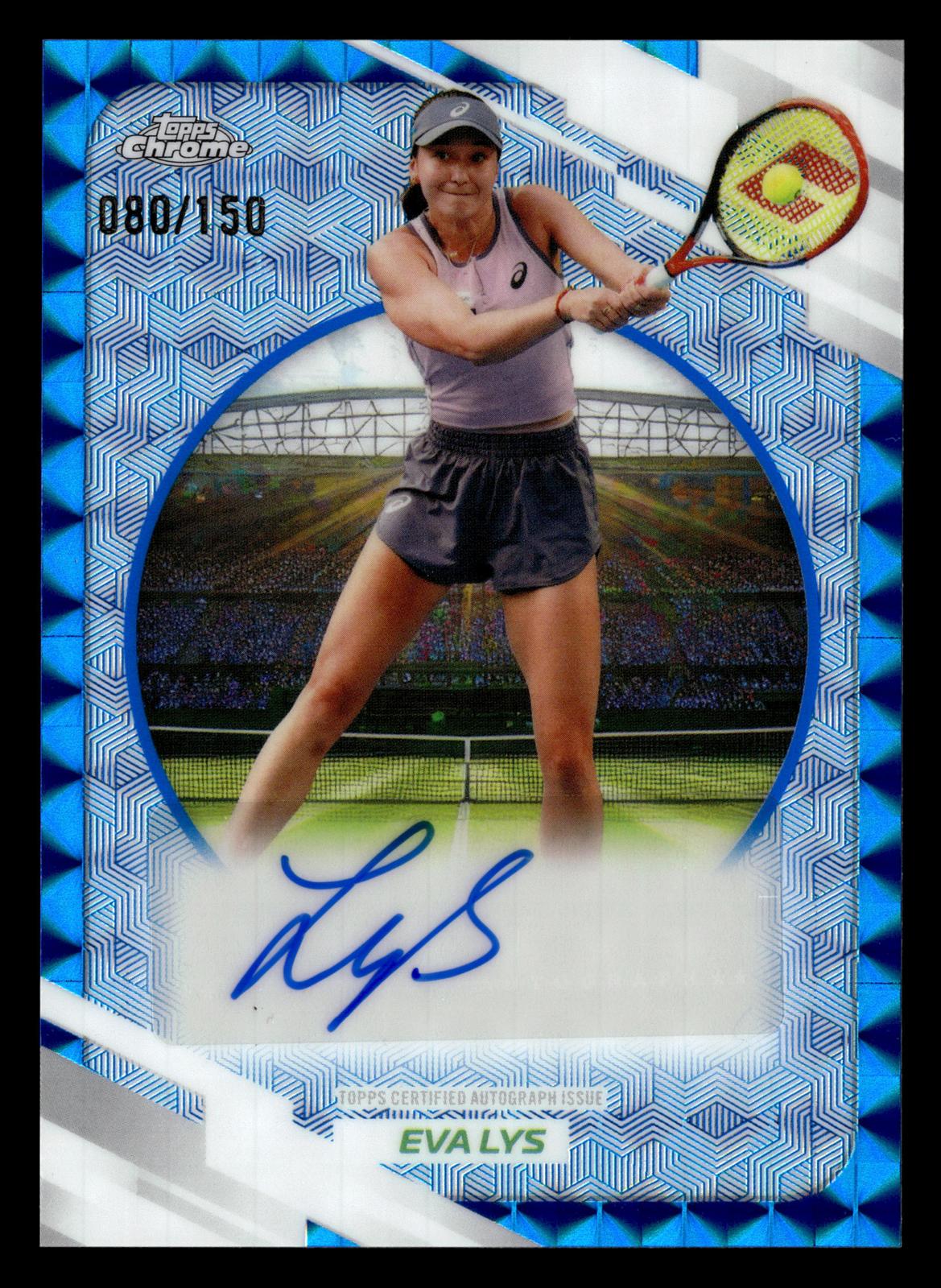 2026 Topps Chrome #AT-ELS Eva Lys Base Auto II Blue Geometric Refractor #/150