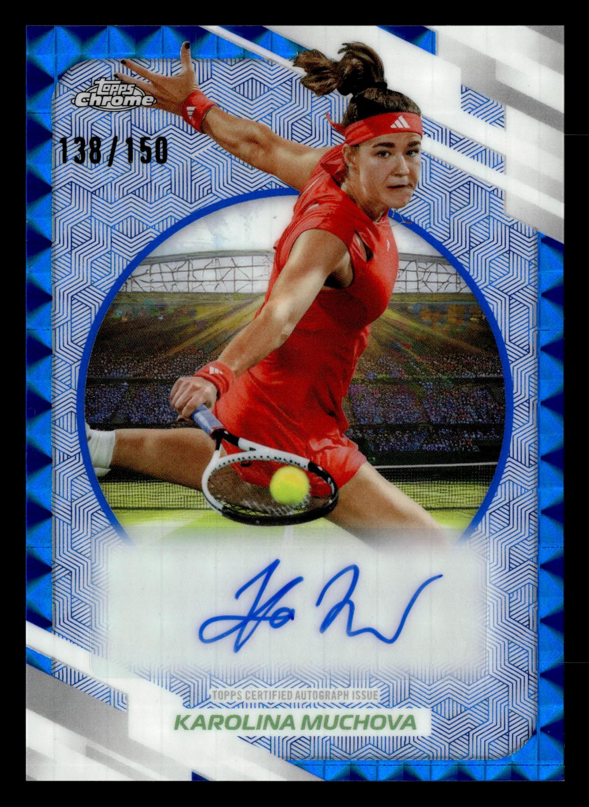 2026 Topps Chrome #AO-KMA Karolina Muchova Base Auto I Blue Geo Refractor #/150