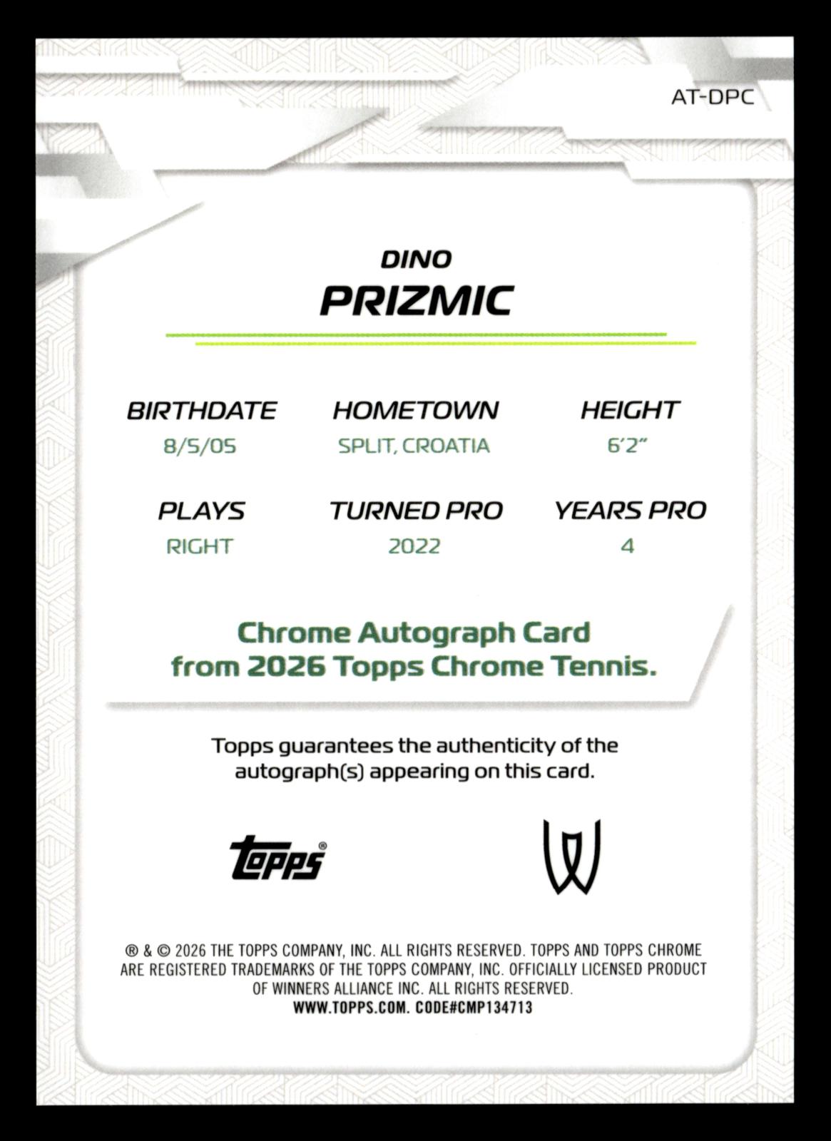 2026 Topps Chrome #AT-DPC Dino Prizmic Base Autographs II Geometric Refractor